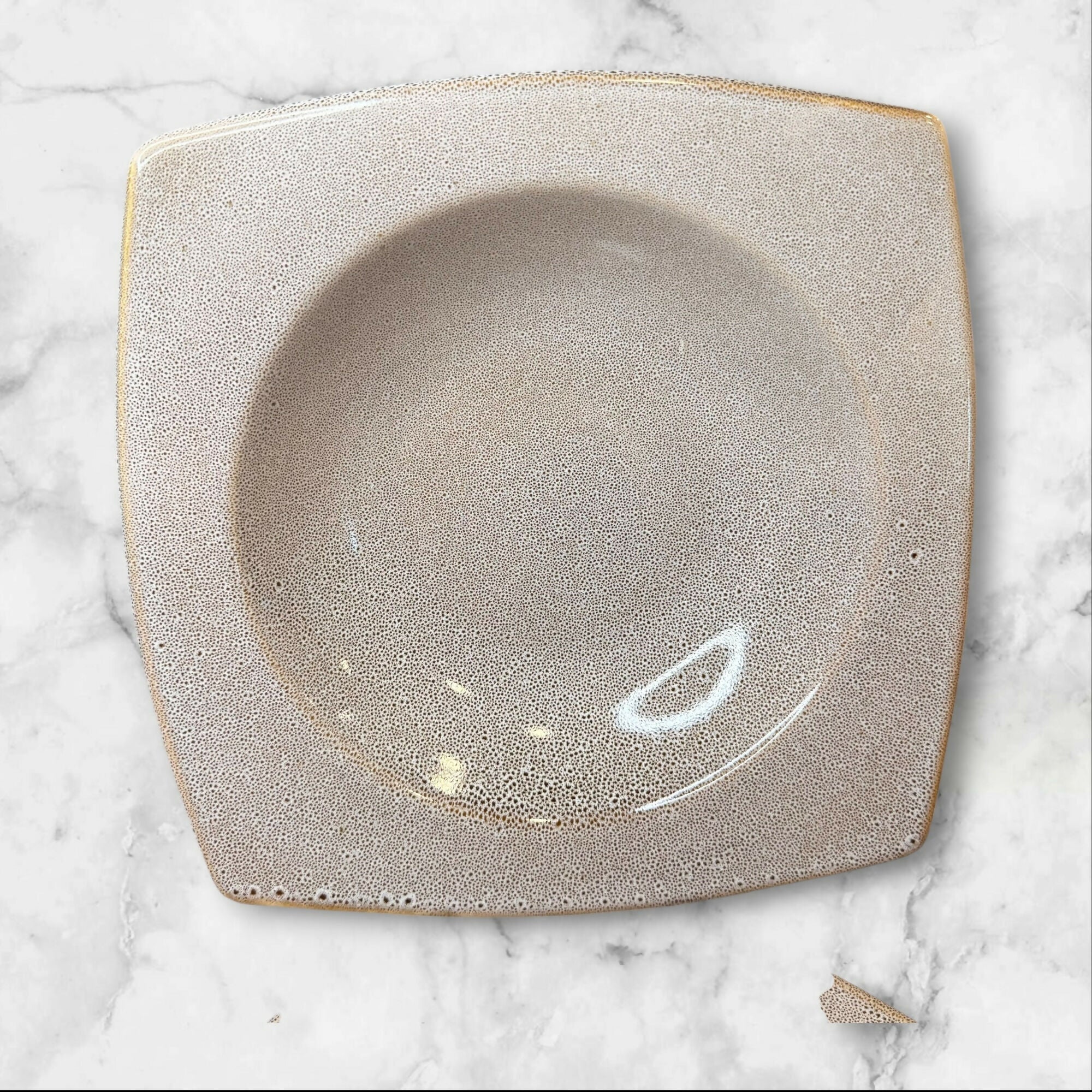Speckled Stoneware Square Pasta Bowls | Set of 4 | Excellent Condition