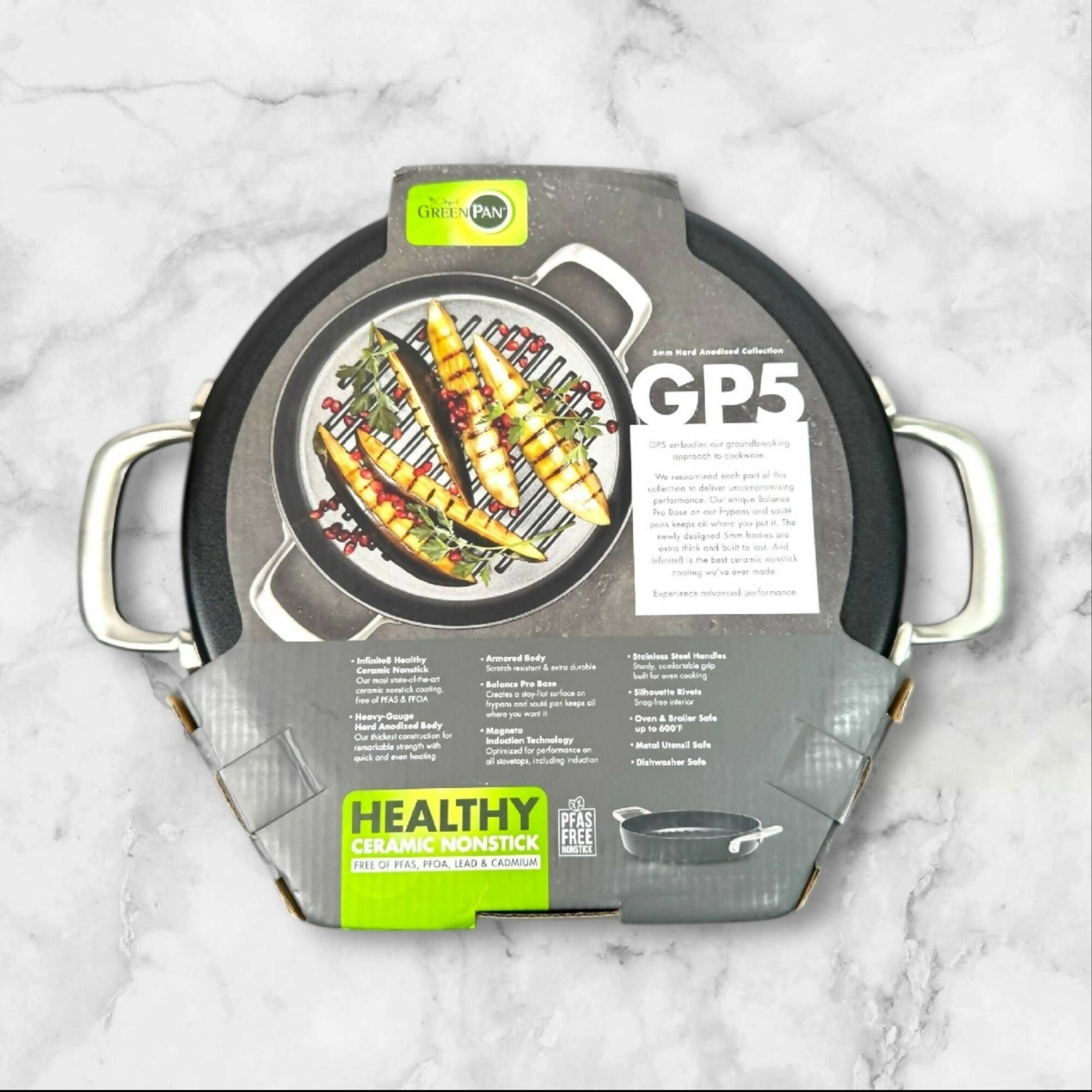 GreenPan GP5 Hard Anodized 11” Grill Pan | New Without Box | Ceramic Nonstick