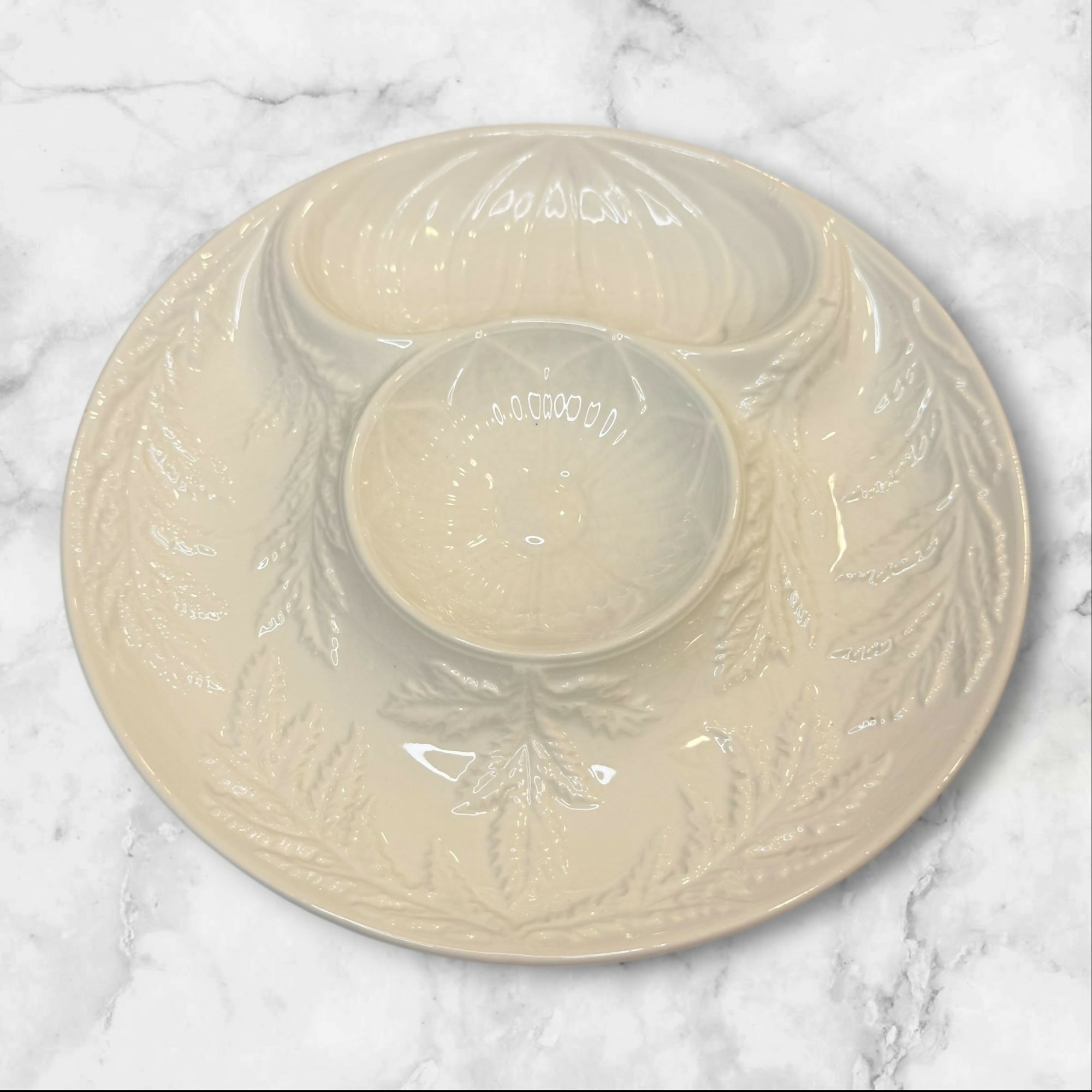 Artichoke Majolica Chip & Dip Serving Plates Set of 2 | Portugal | Vintage