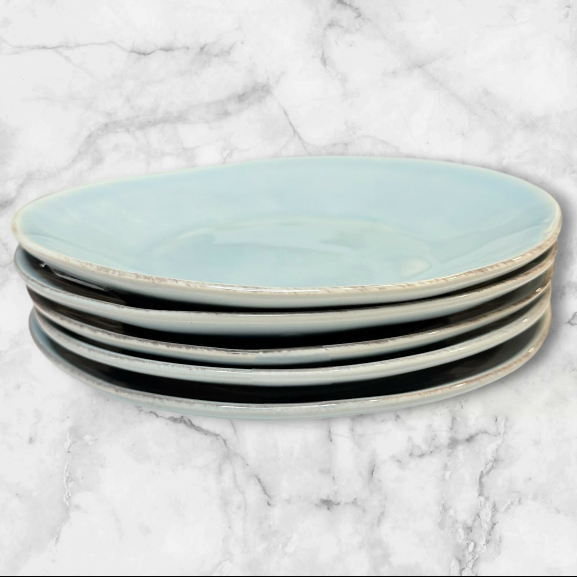 Crate & Barrel Marin Blue Salad Plates Set of 6 | Gently Used Condition