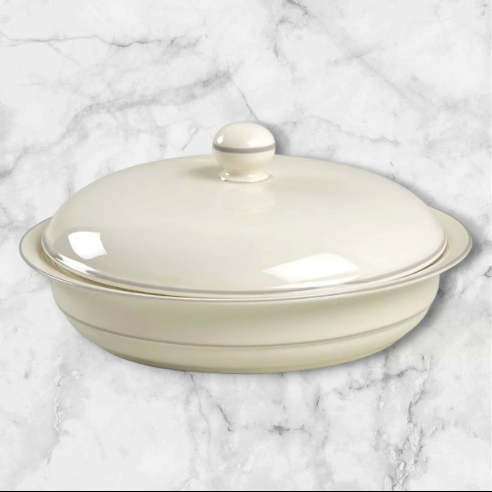Lenox Gray Pinstripes Covered Vegetable & Casserole Set | Excellent Condition