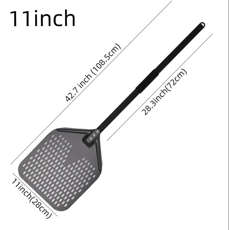 Anygleam Pizza Shovel 28cm X 108.5cm Dark Grey for Perforated Peel with Metal Handle Oven Turning Baking Accessory