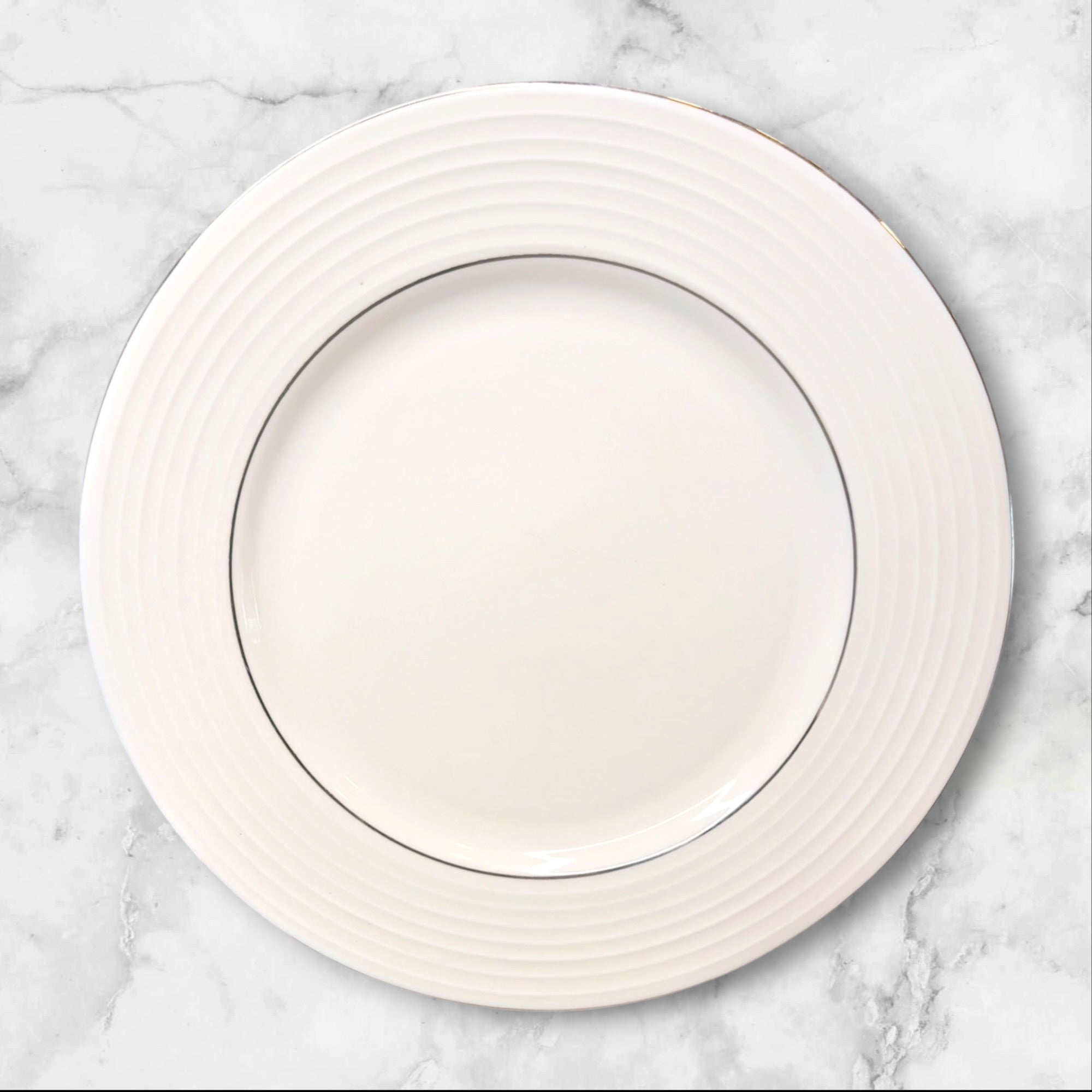Pier 1 Silver Rings White Salad Plates | Set of 4 | Excellent Condition