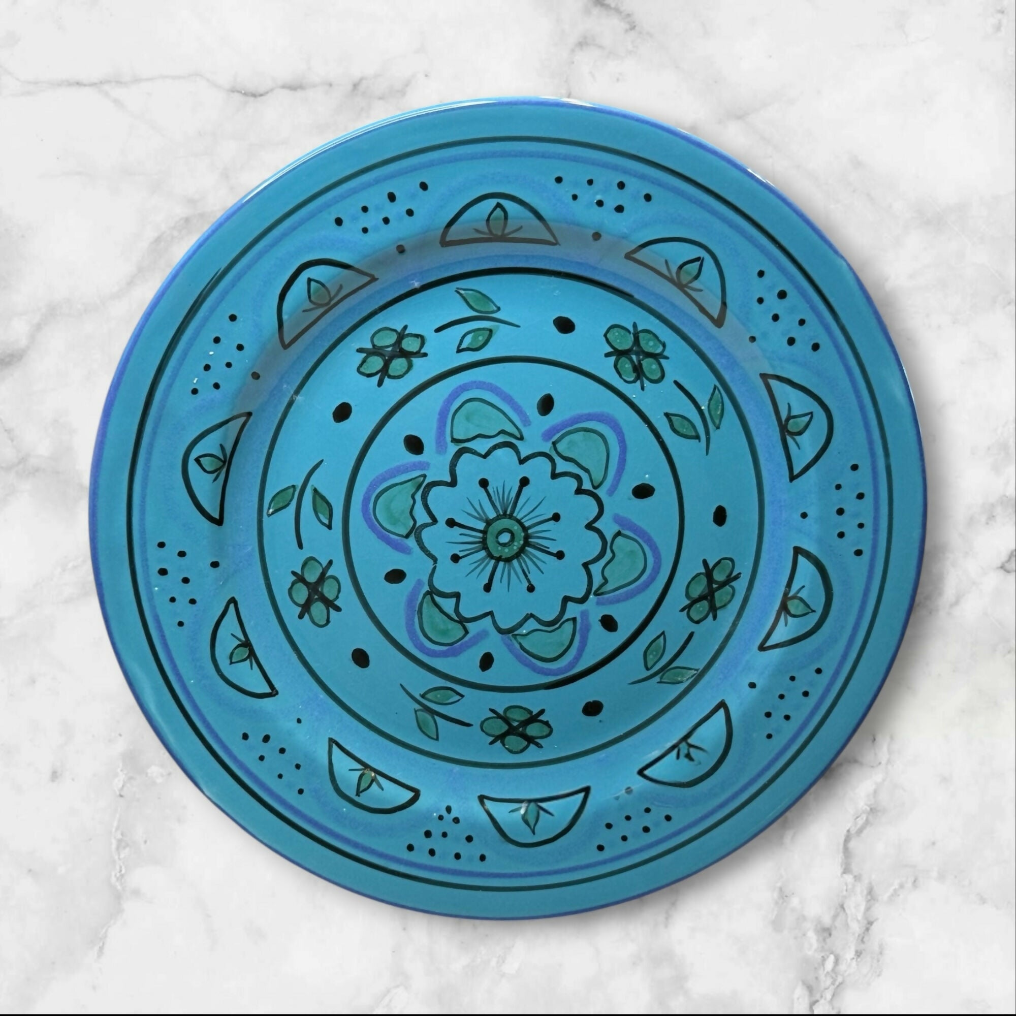 Anthropologie Hand Painted Boho Dinner Plates | Set of 4 | Excellent