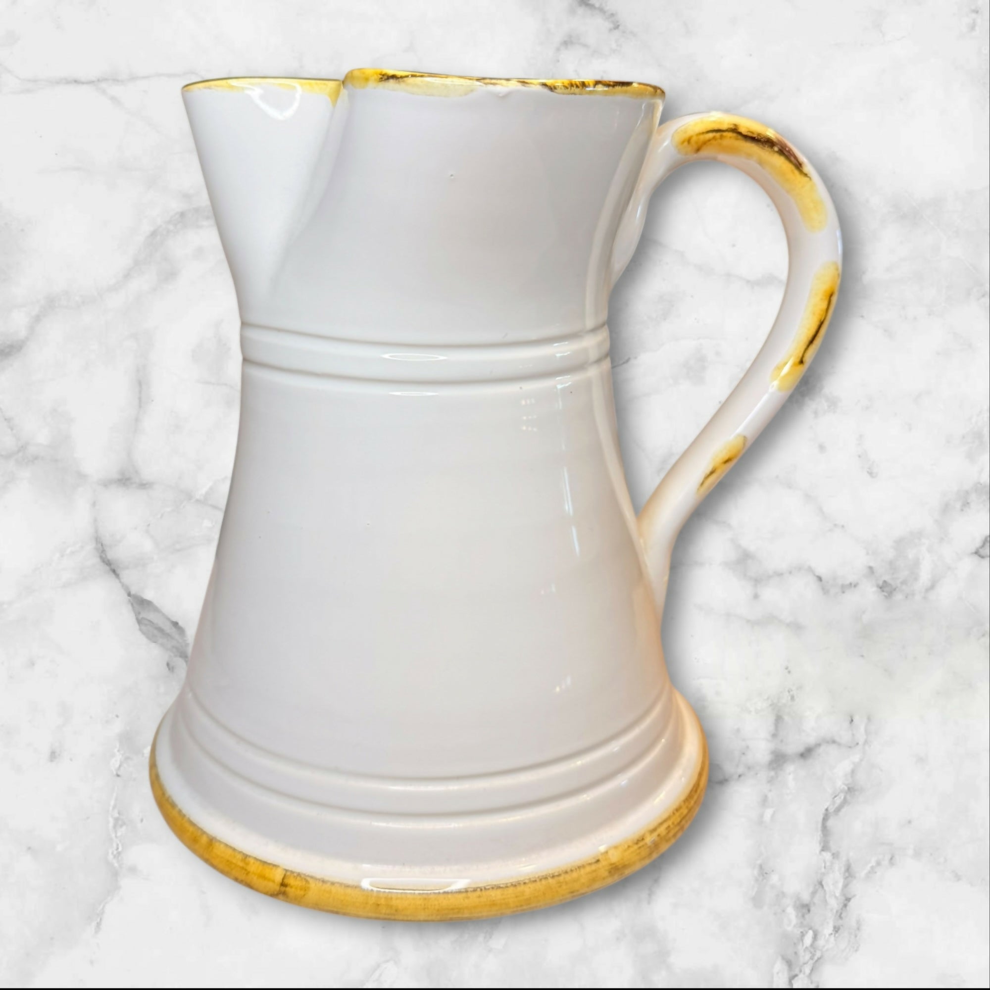 Sur La Table Rustic White Stoneware Pitcher Vase | Excellent Condition | Italy