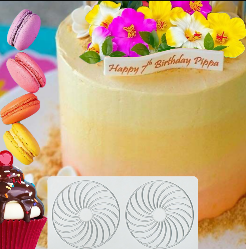 Anygleam Fondant Molder Grey Round Spiral Lace Pad Silicone Cake Baking Confectionery Tools