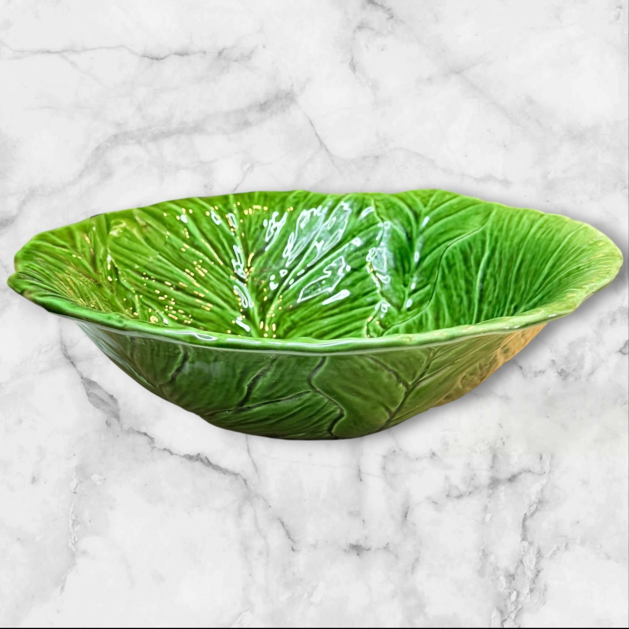 Los Angeles Pottery Cabbage Leaf Serving Bowl | Vintage Green | Great Condition