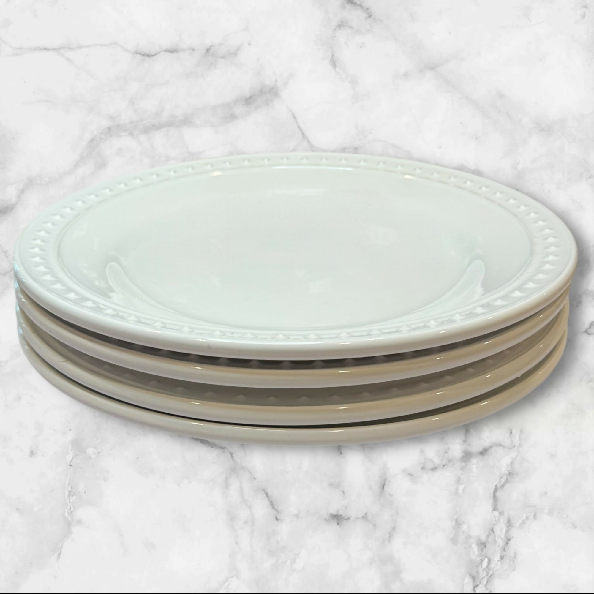World Market Nantucket White Salad Dessert Plates | Set of 4 | Great Condition