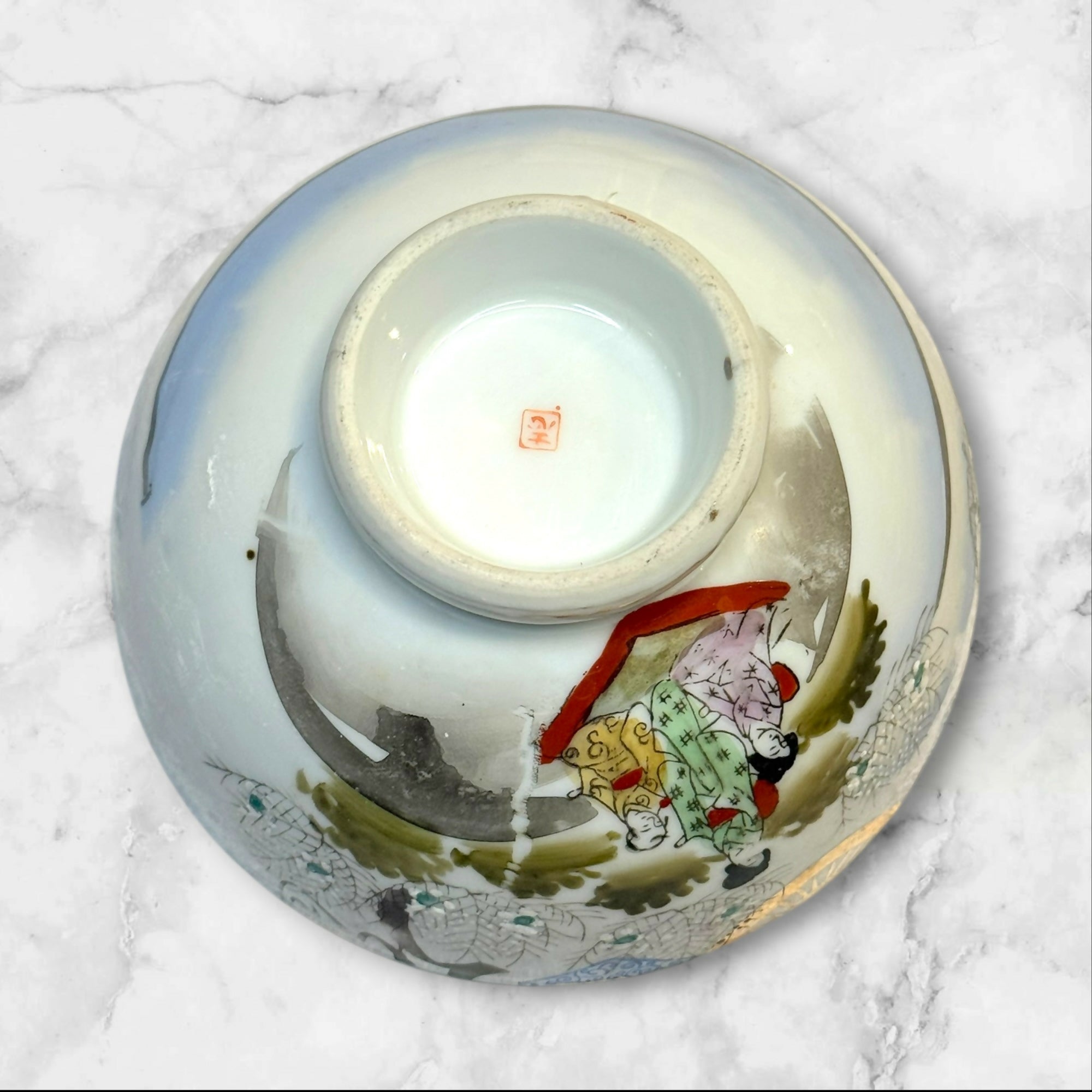 Vintage Japanese Porcelain Rice Bowl | Hand Painted | Gold Trim | Japan
