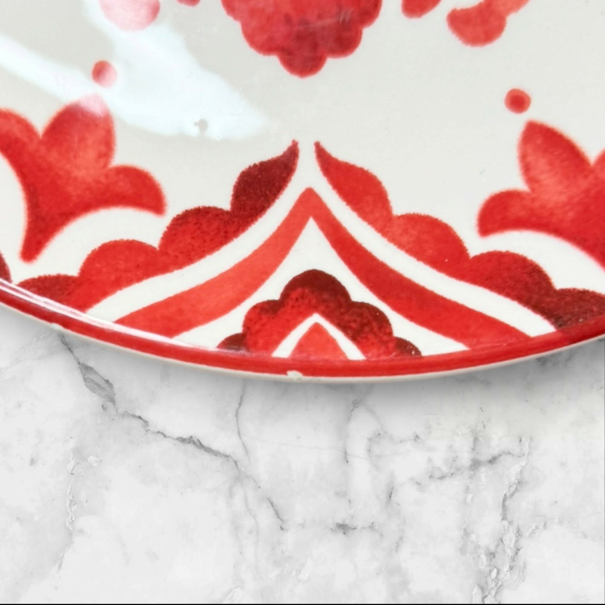 Sur La Table Heat & Soul Red Floral Salad Plates | Set of 4 | Good Condition
