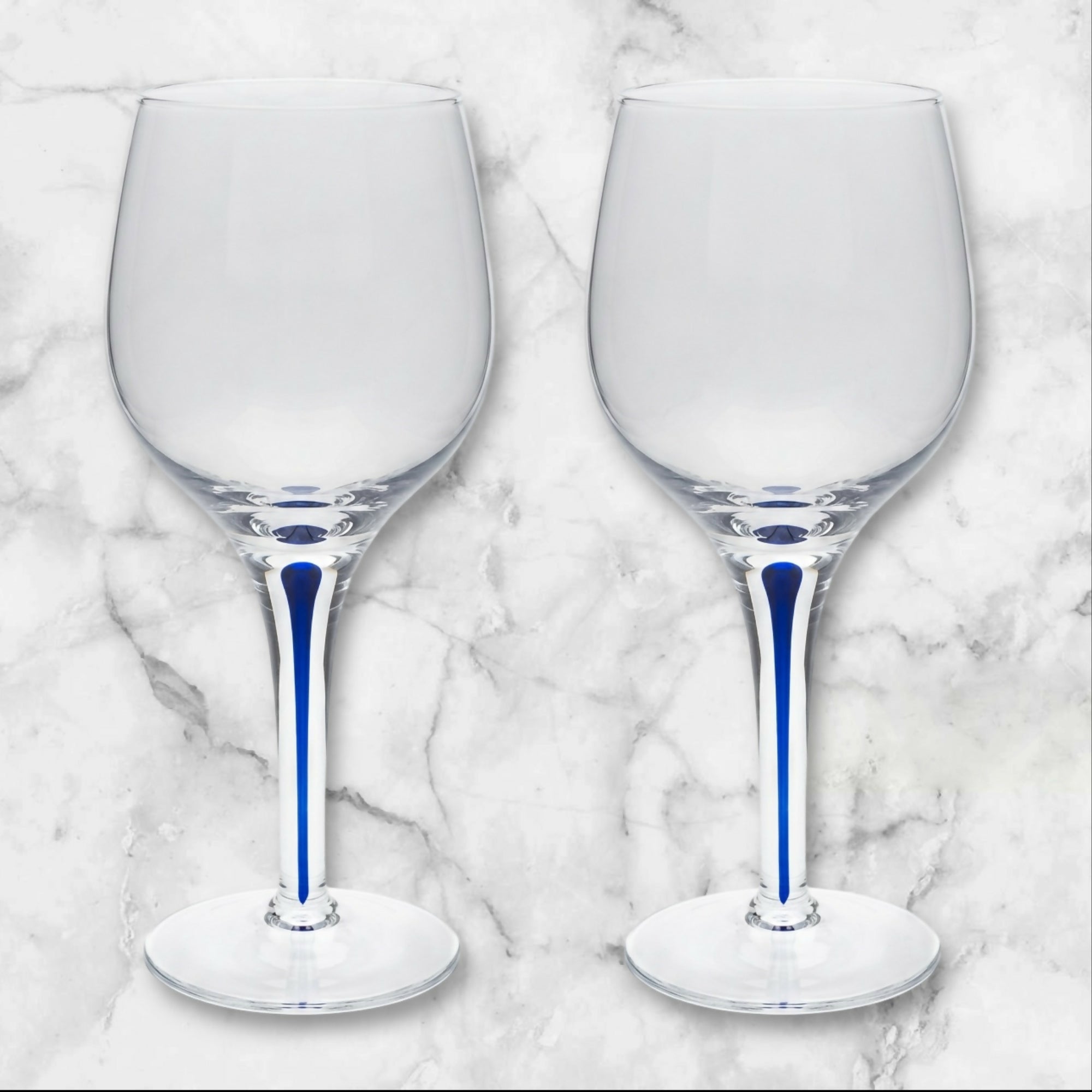 Blue Filament Crystal Wine Glasses | Set of 2 | Excellent Condition