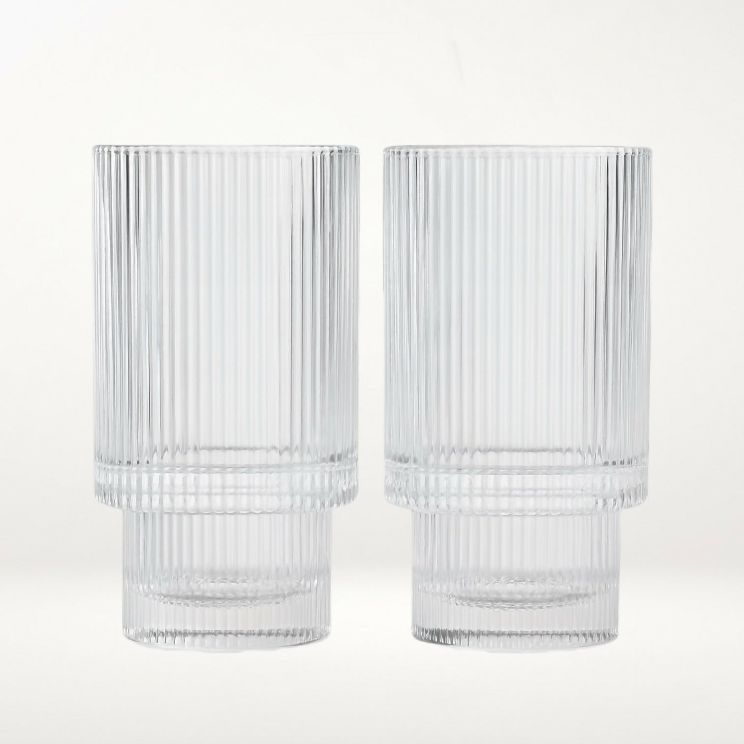 Ribbed Clear Glasses | Set of 4 | 5.5” Tall | Excellent Condition