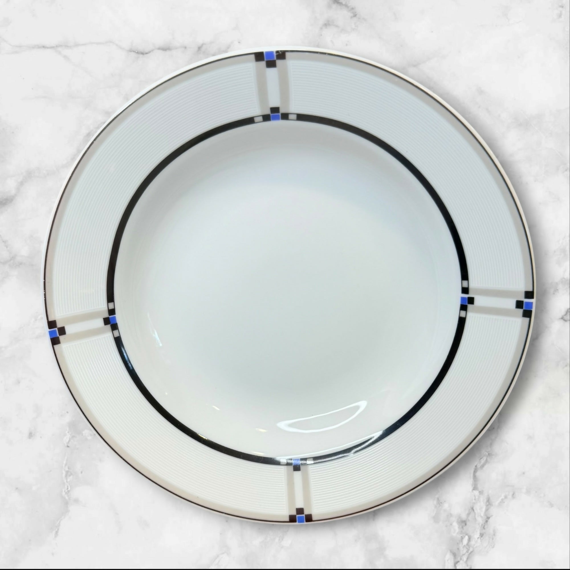 Studio Nova Tangent Black Blue Rim Soup Bowls | Set of 4 | Excellent Condition