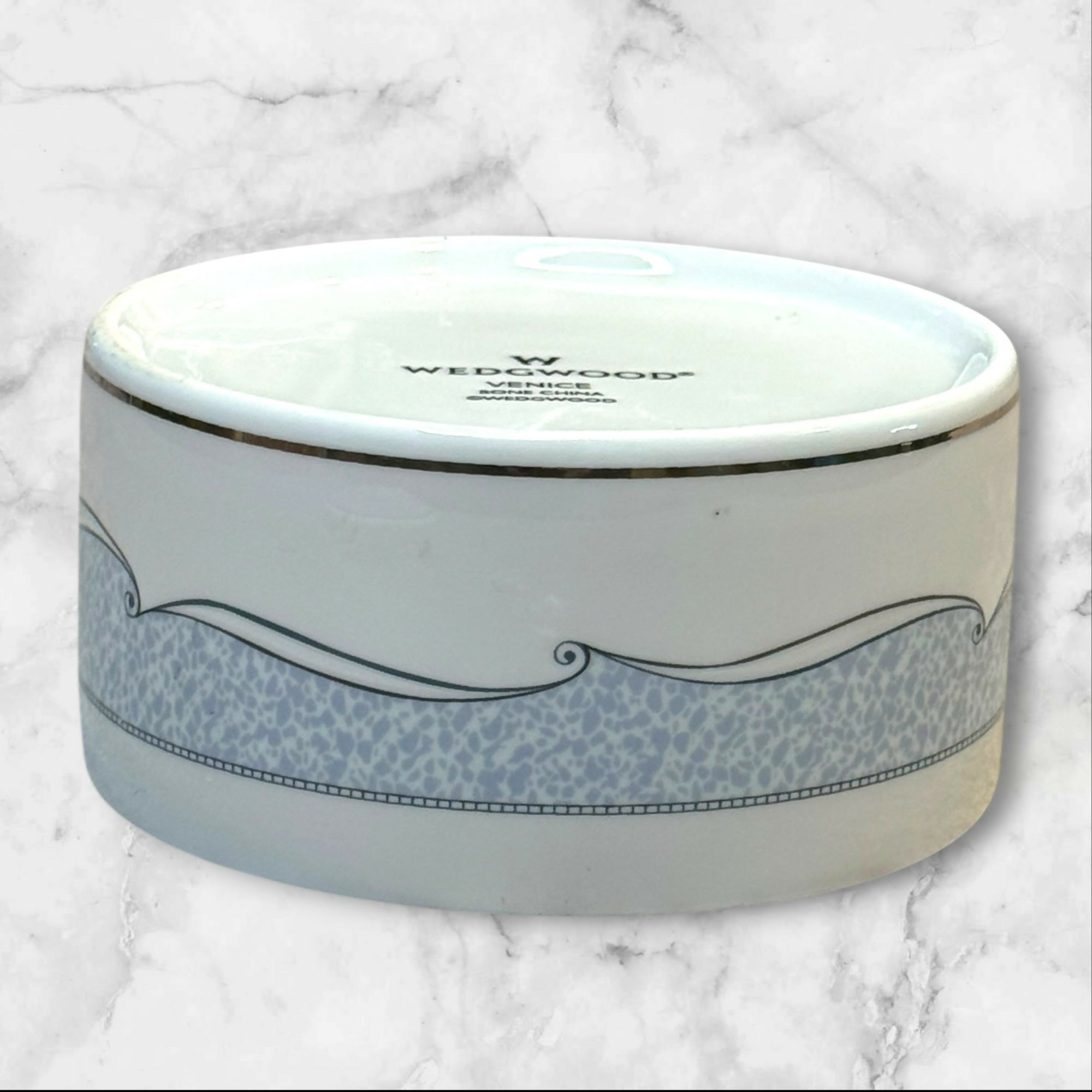 Wedgwood Venice Ring Box & Lid Blue White Bone China | Gently Used