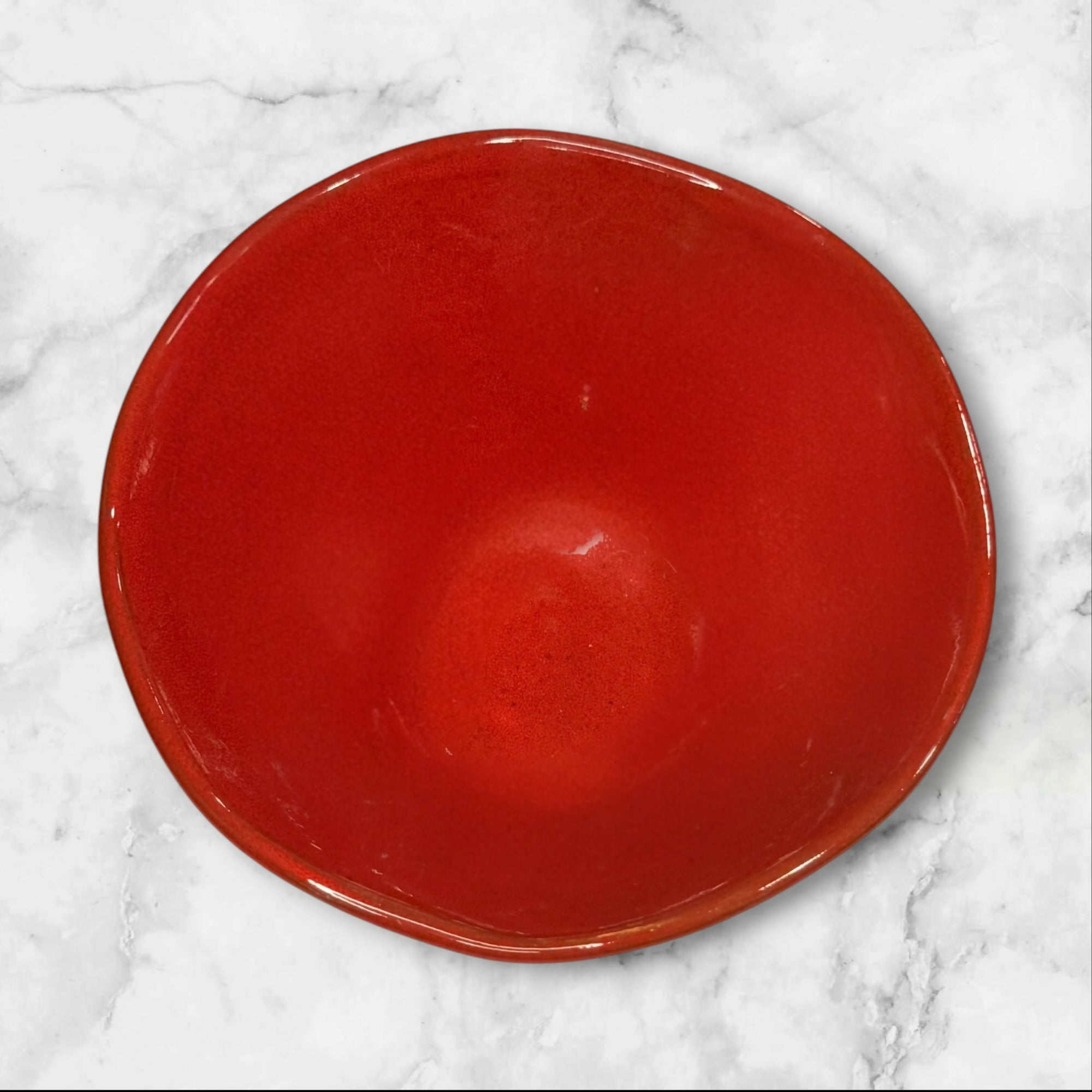 Crate & Barrel Rustic Red Freeform Soup Cereal Bowls | Set of 4 | Italy