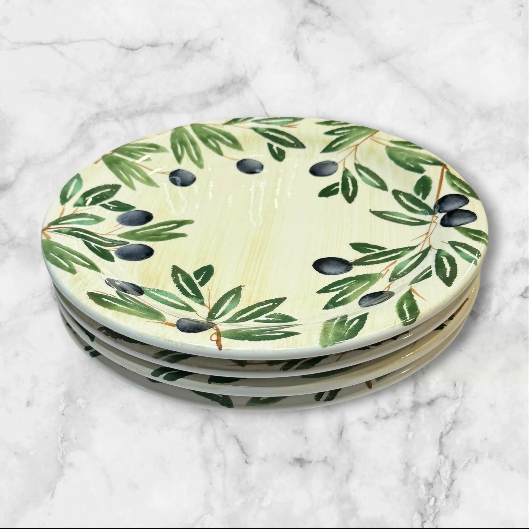 La Ceramica VBC Olive Dinner Plates | Set of 4 | Gently Used Condition