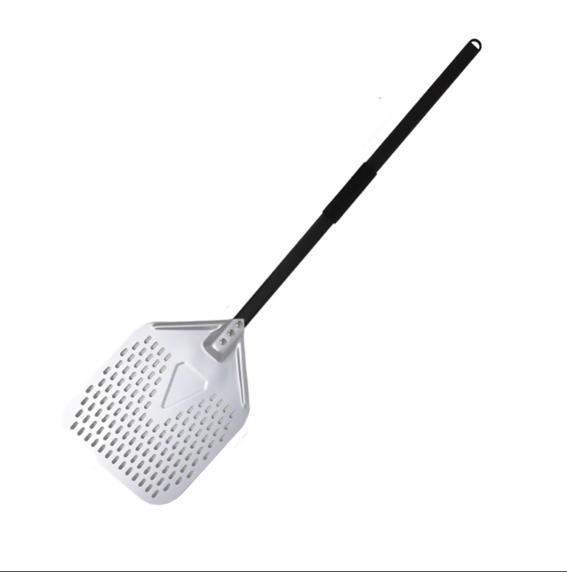 Anygleam Pizza Shovel 28cm X 108.5cm Silver for Perforated Peel with Metal Handle Oven Turning Baking Accessory