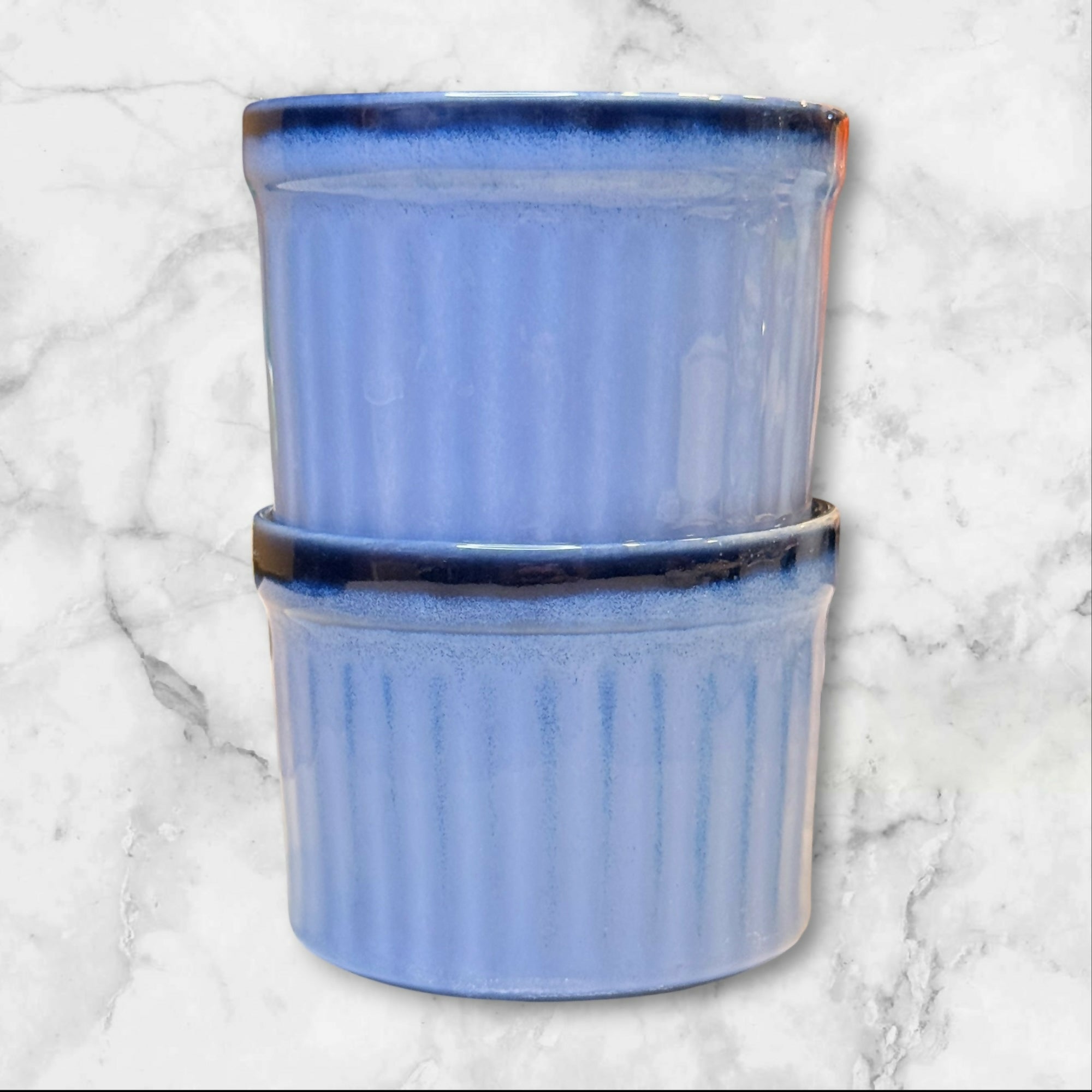 Sango Nova Blue Ramekins Set of 2 | Stoneware Bakeware | Excellent Used