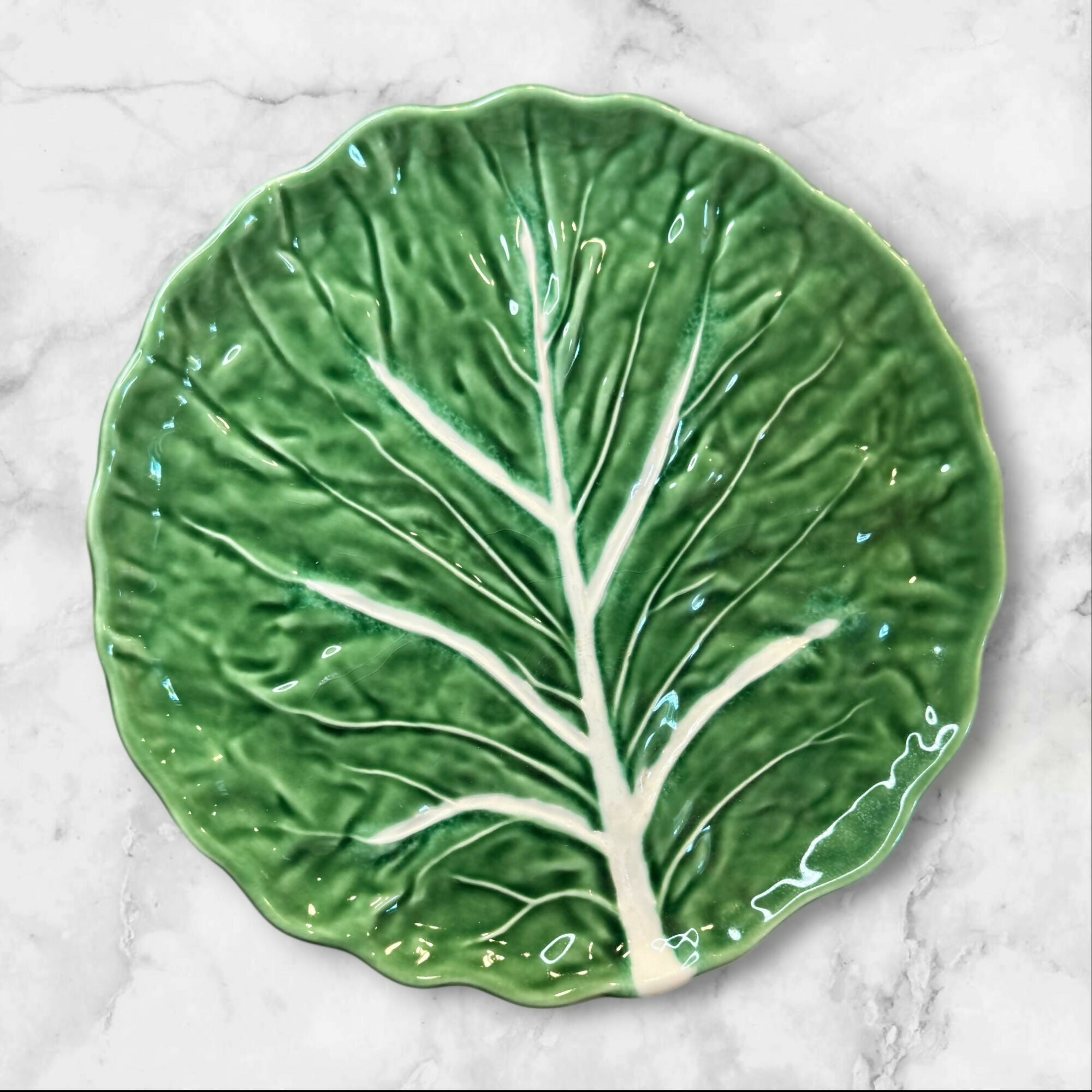 Olfaire Cabbage Leaf Green Dinner Plates Portugal | Set of 2 | Excellent