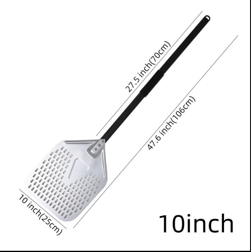 Anygleam Pizza Shovel 25cm X 106cm Silver for Perforated Peel with Metal Handle Oven Turning Baking Accessory