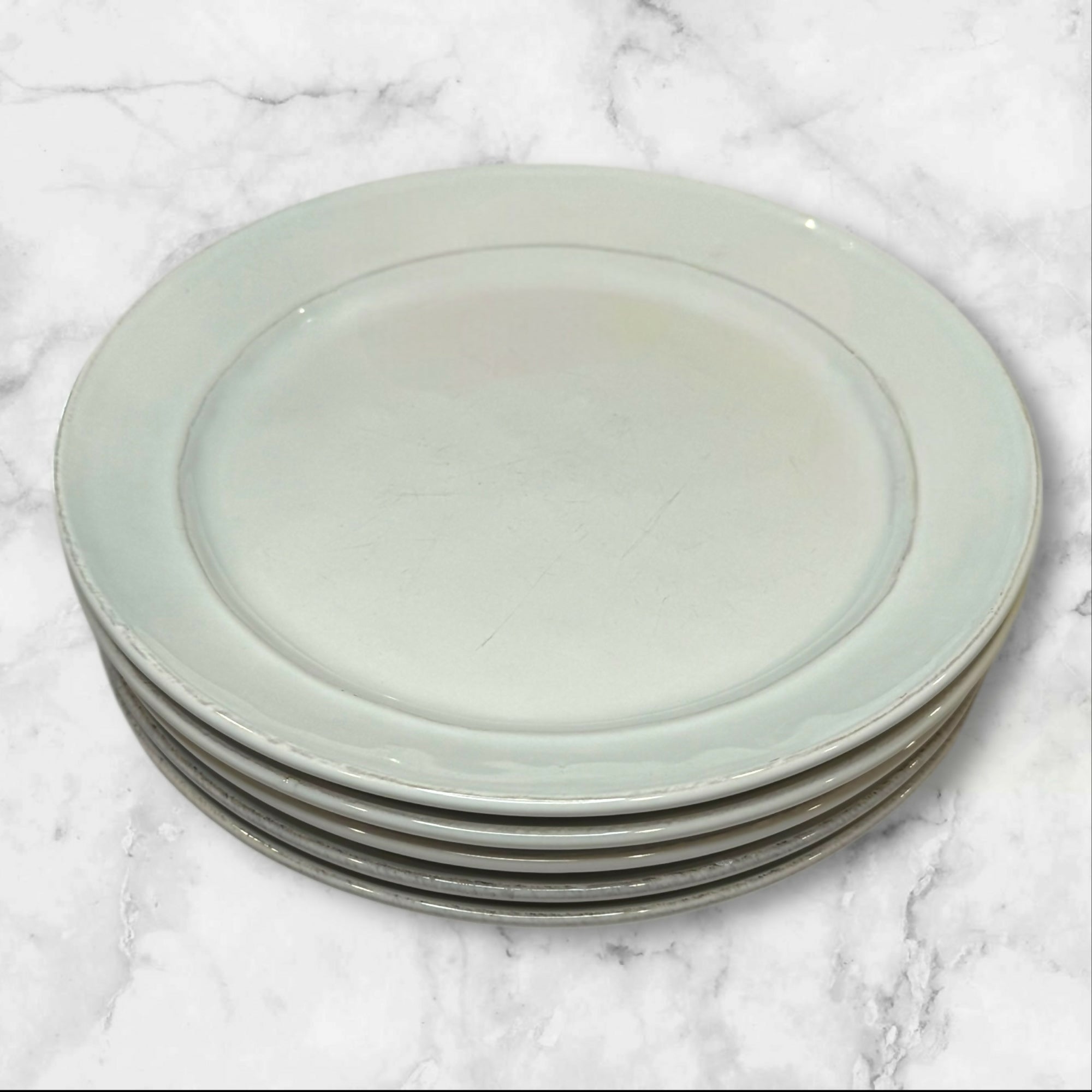Pottery Barn Cambria White Porcelain Salad Plates | Set of 5 | Good Condition