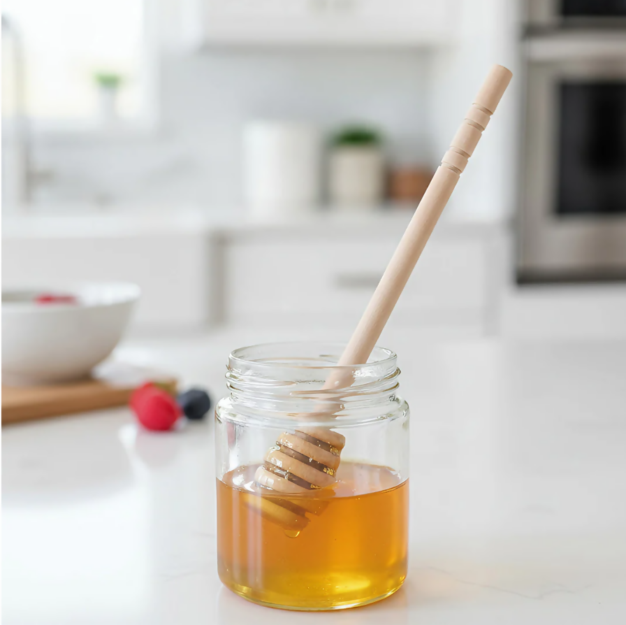 Anygleam Natural Brown 10pcs Wooden Honey Spoon Dipper Sticks Kitchen Tableware