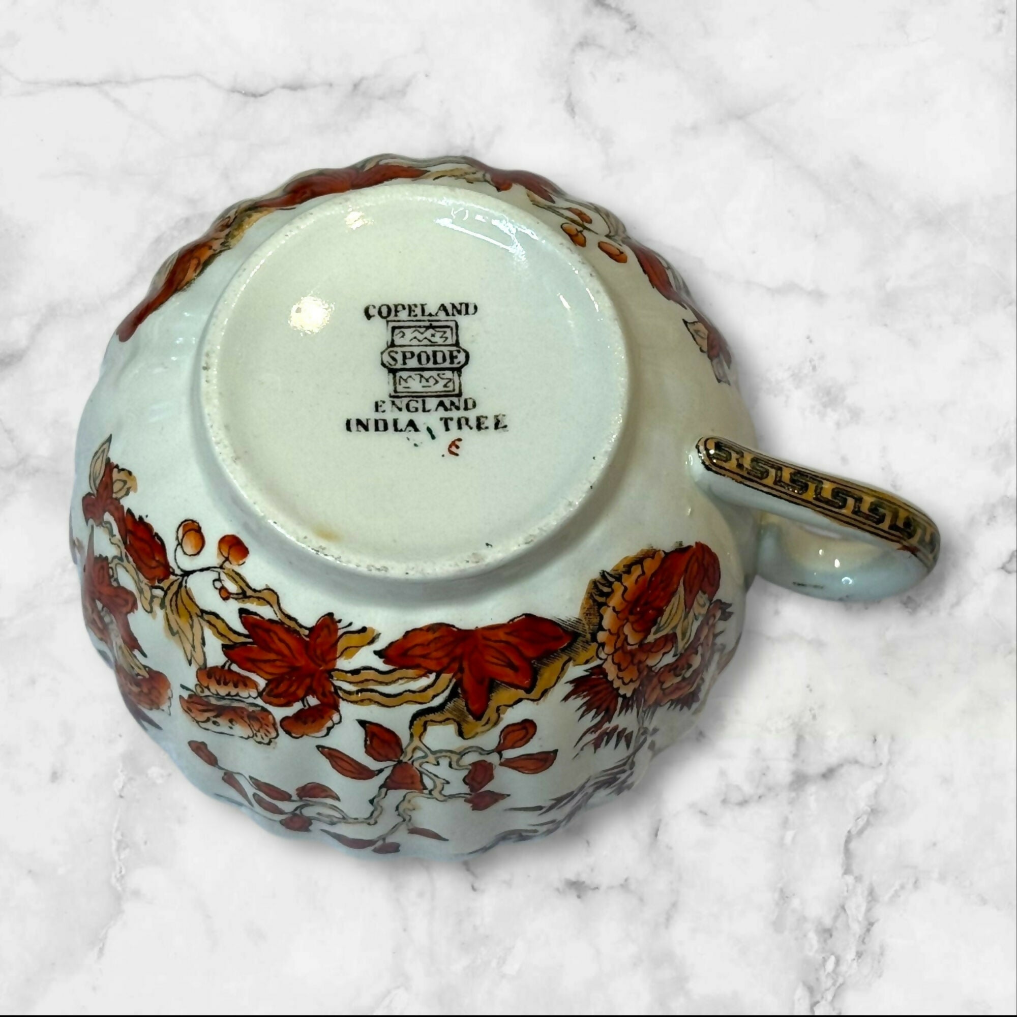 Spode Copeland India Tree Footed Cup & Saucer Sets | Set of 4 | Excellent Condition