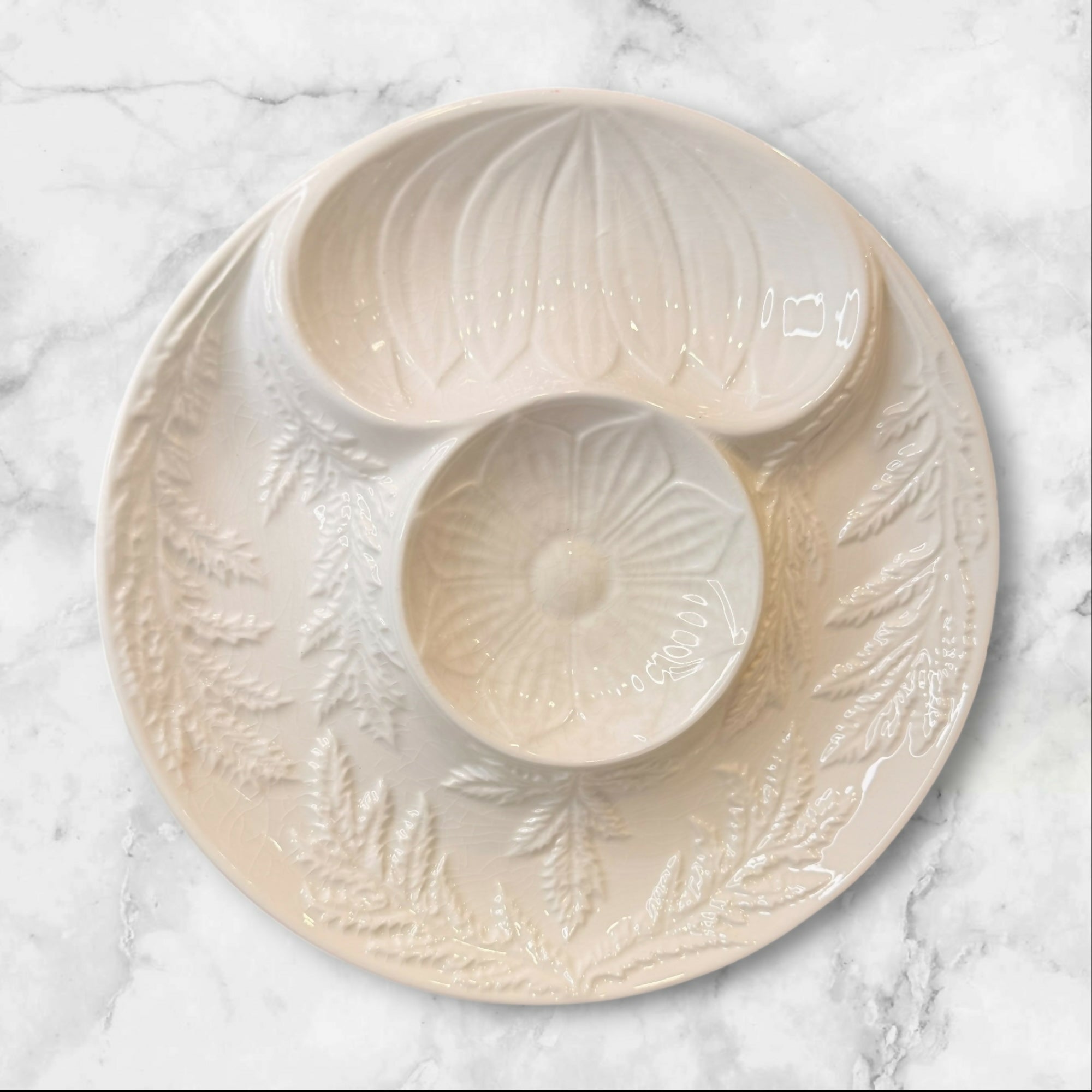 Artichoke Majolica Chip & Dip Serving Plates Set of 2 | Portugal | Vintage