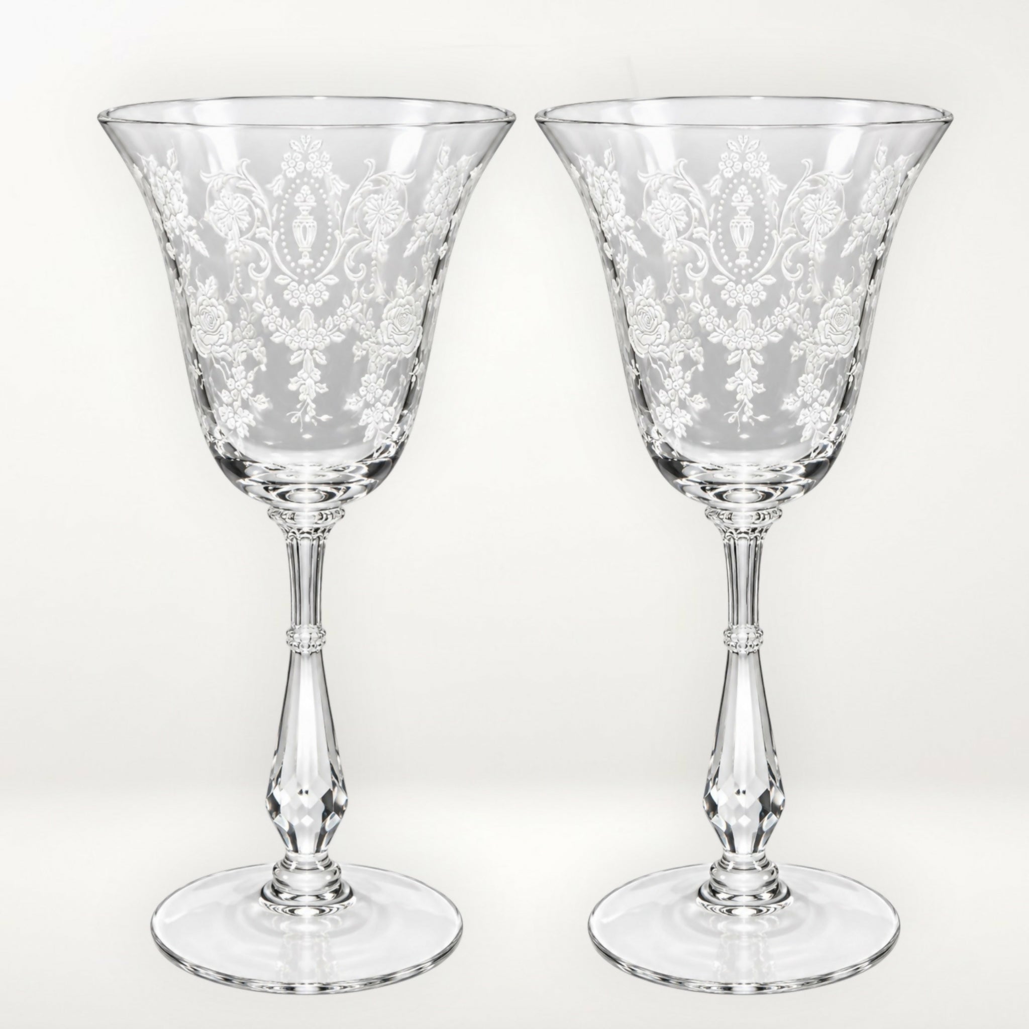 Tiffin-Franciscan Cherokee Rose Claret Wine Glasses | Set of 3 | Excellent Condition
