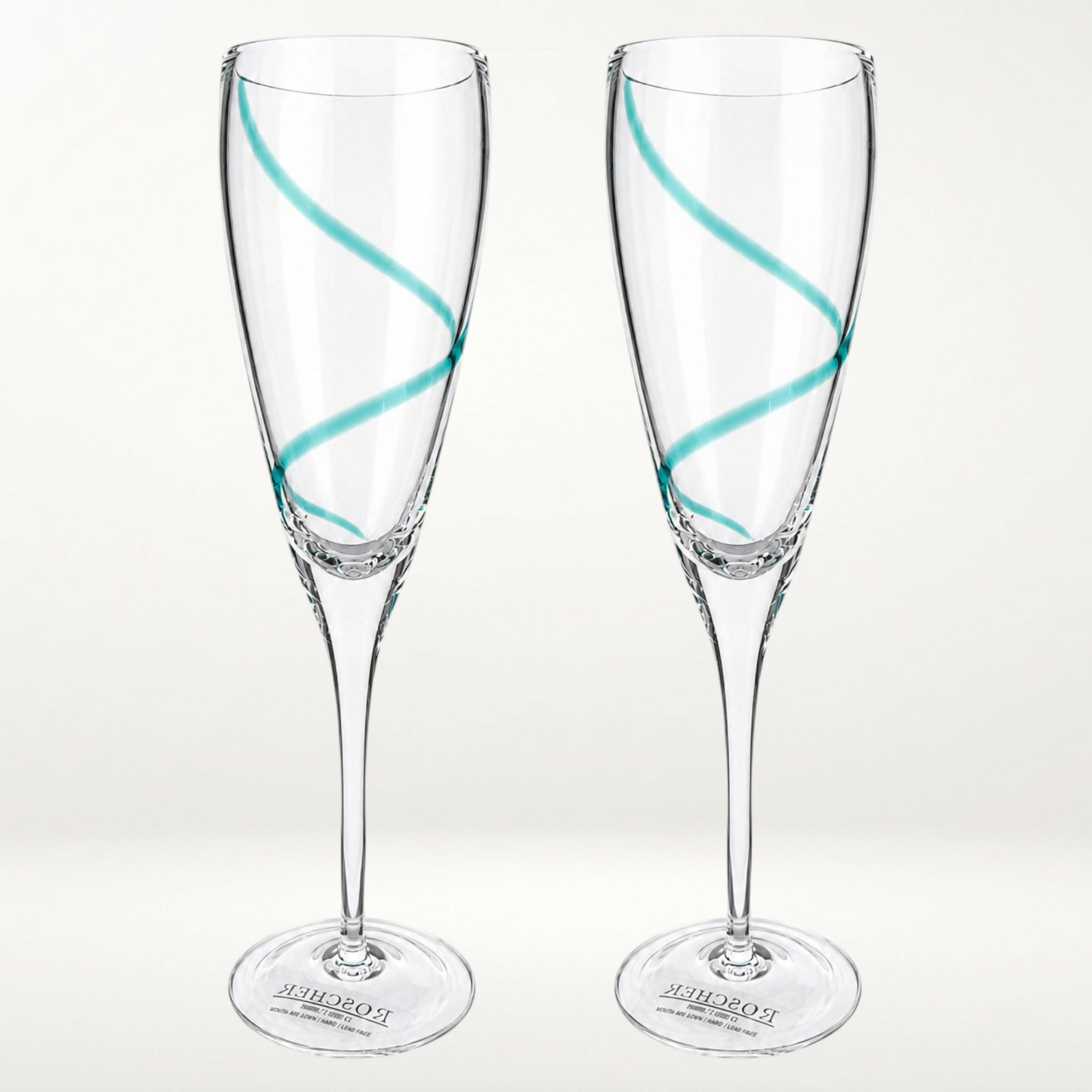 Roscher Spiral Champagne Flutes | Set of 2 | Excellent Condition