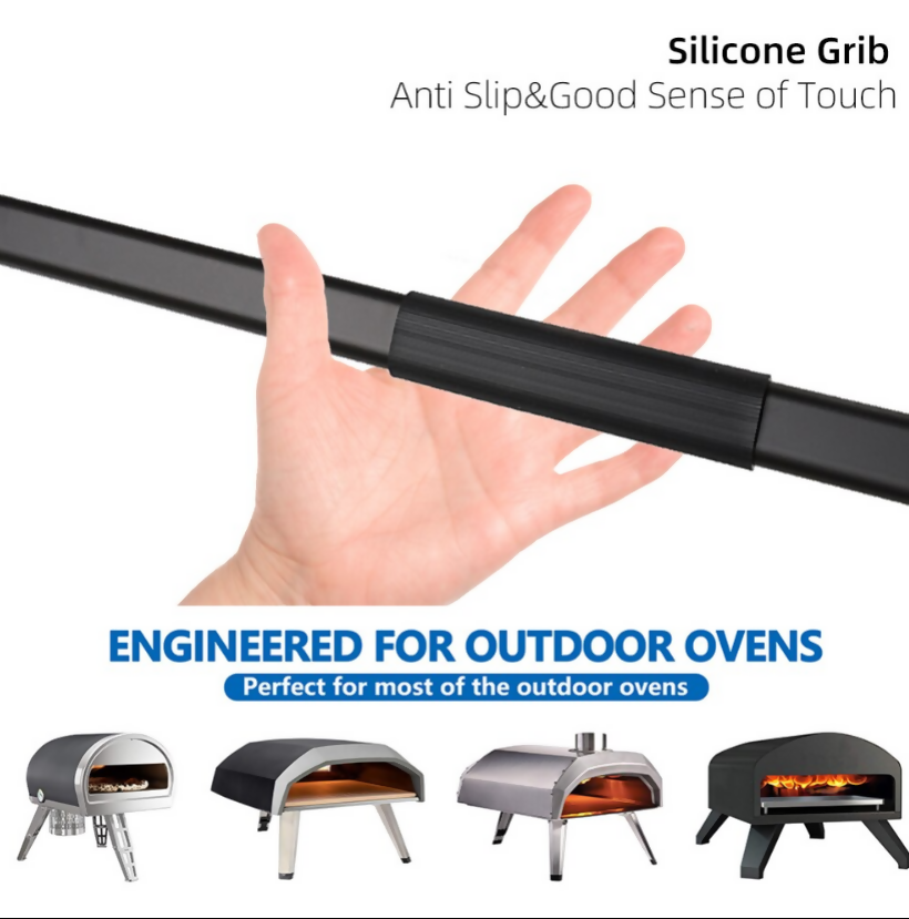 Anygleam Pizza Shovel 100cm Silver for Perforated Peel with Metal Handle Oven Turning Baking Accessory
