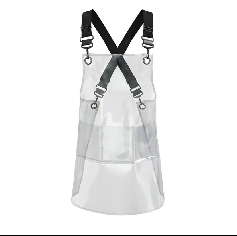 Anypron Black Ribbon Waterproof TPU Apron Oilproof for Barber Salon