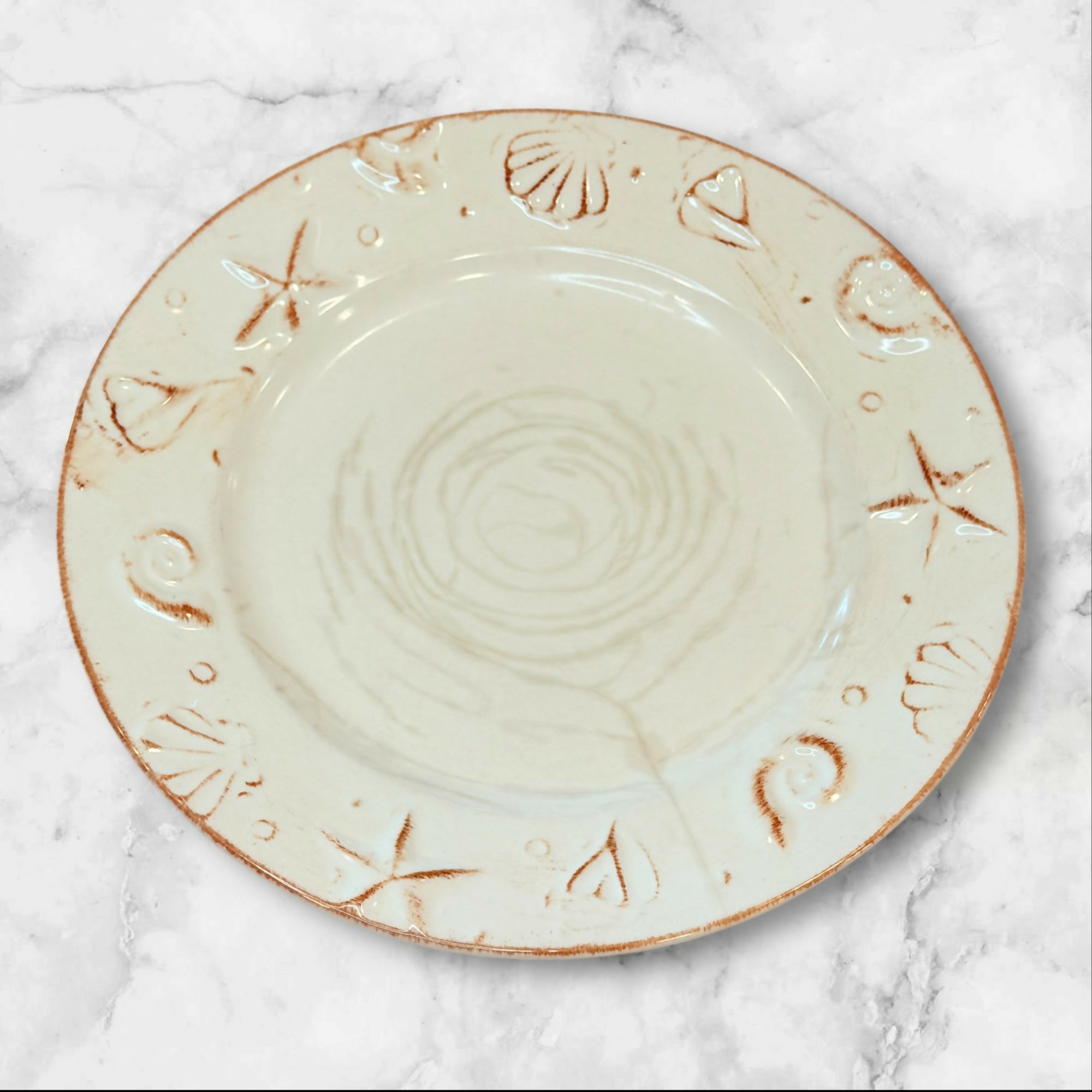 Thomson Hampton Dinner Plates Set of 6 | Coastal Embossed | Fair Condition