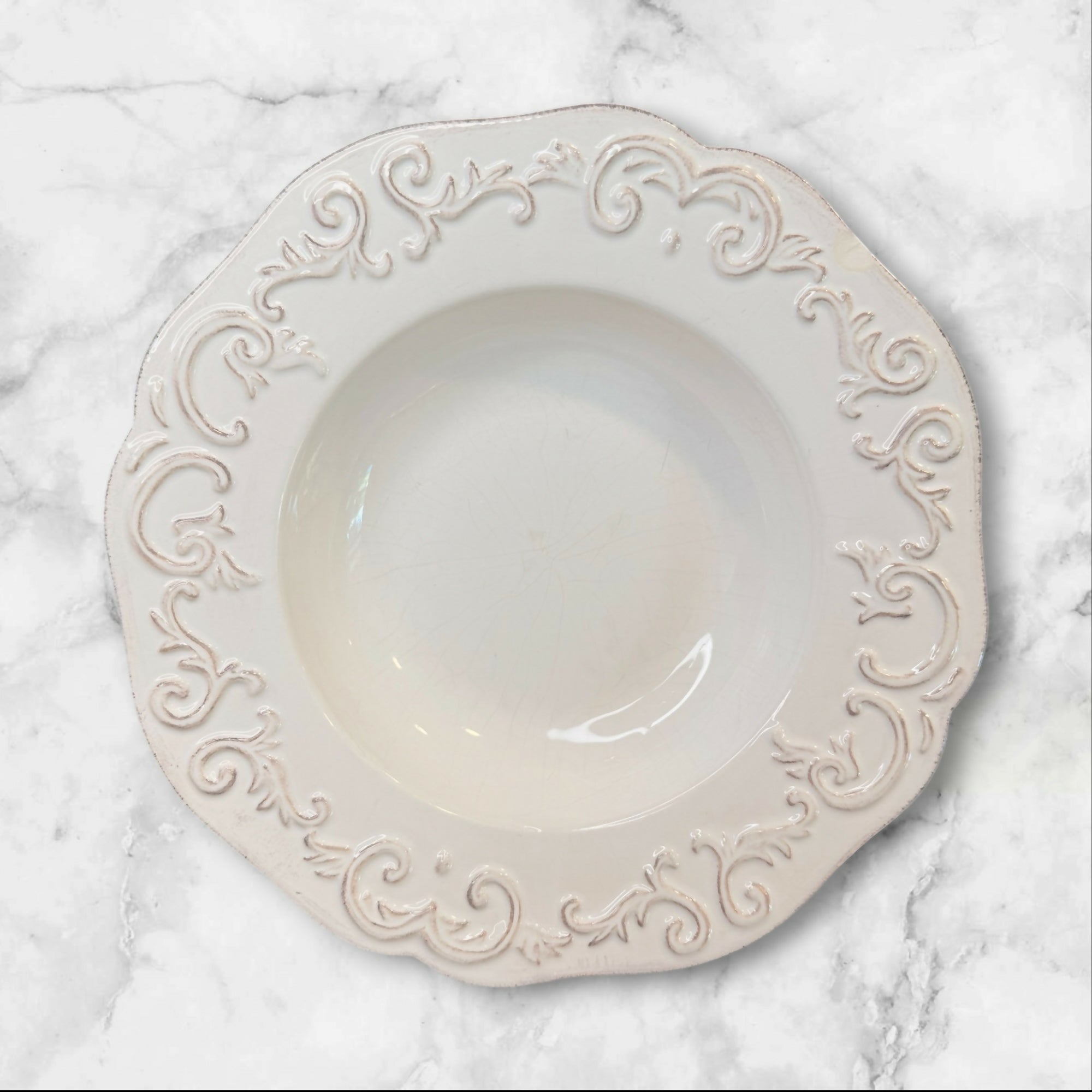 Sur La Table Baroque Embossed Pasta Bowls | Set of 6 | Gently Used