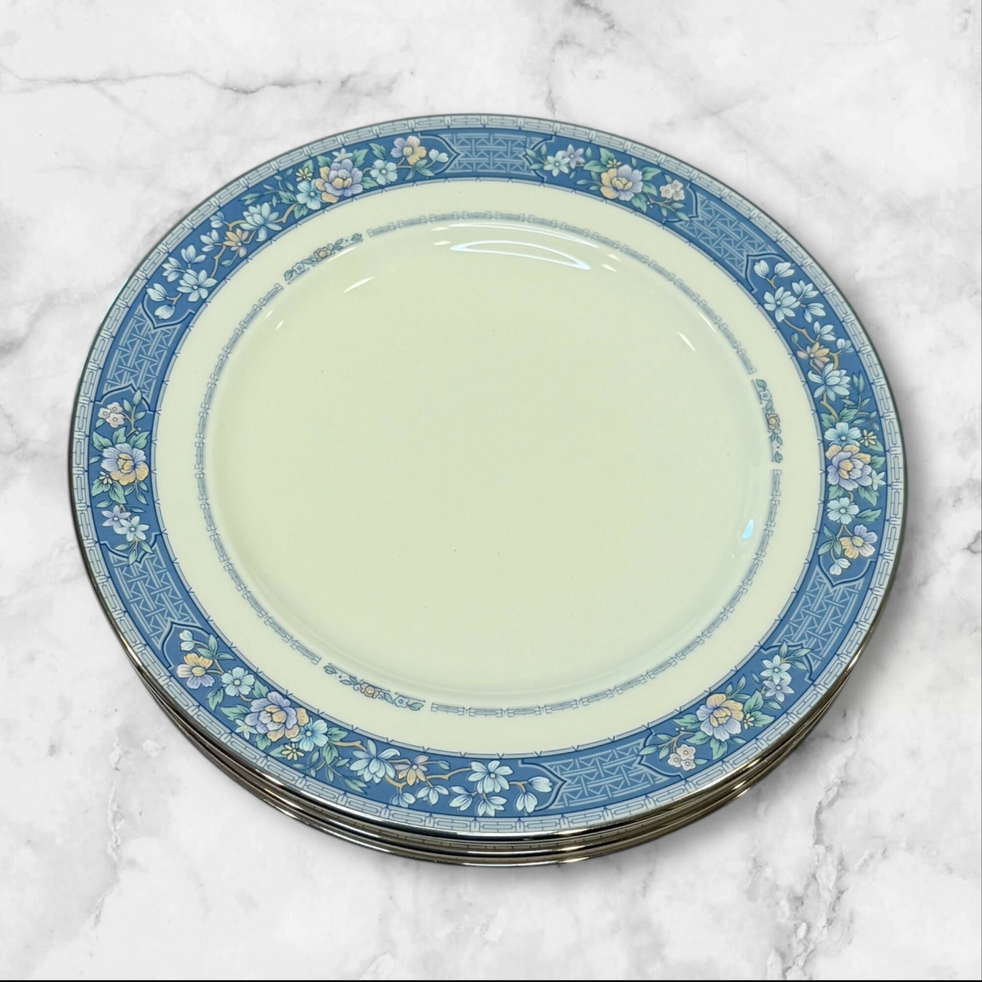 Noritake Randolph Blue Floral Salad Plates | Set of 4 | Excellent Condition