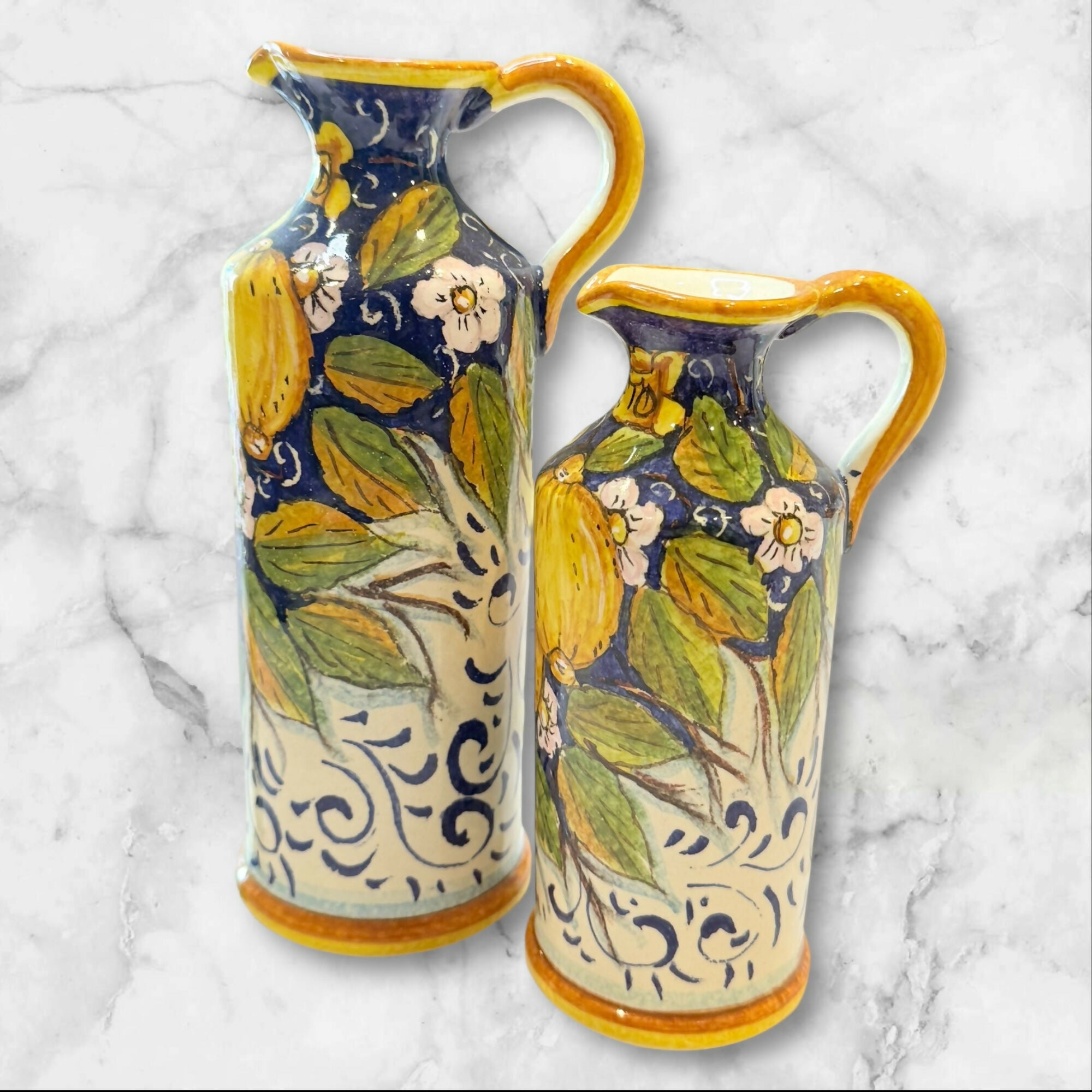 Firenze Italian Majolica Oil & Vinegar Dispensers | Set of 2 | Excellent