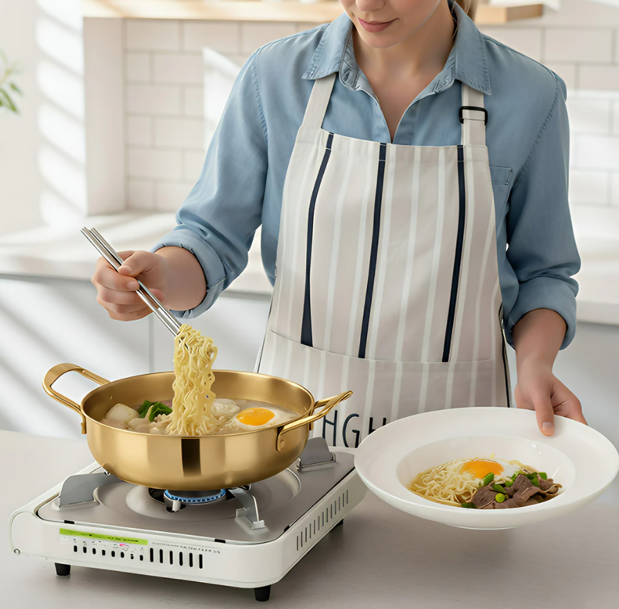 Anygleam Stock Pot Gold-L Stainless Steel HotPot Without Lid Single-Layer Cooking Soup Noodle Sea Food Home Kitchen Restaurant Tools