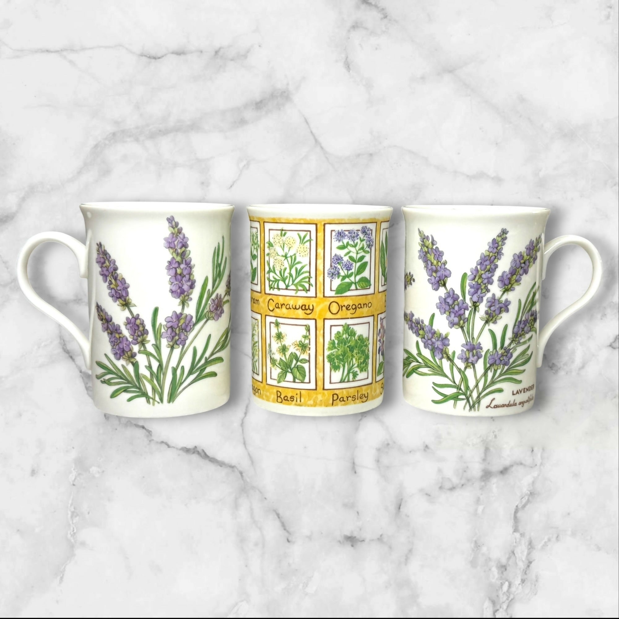 Crown Trent Fine Bone China Herb Garden Mugs Set of 3 | Good Condition