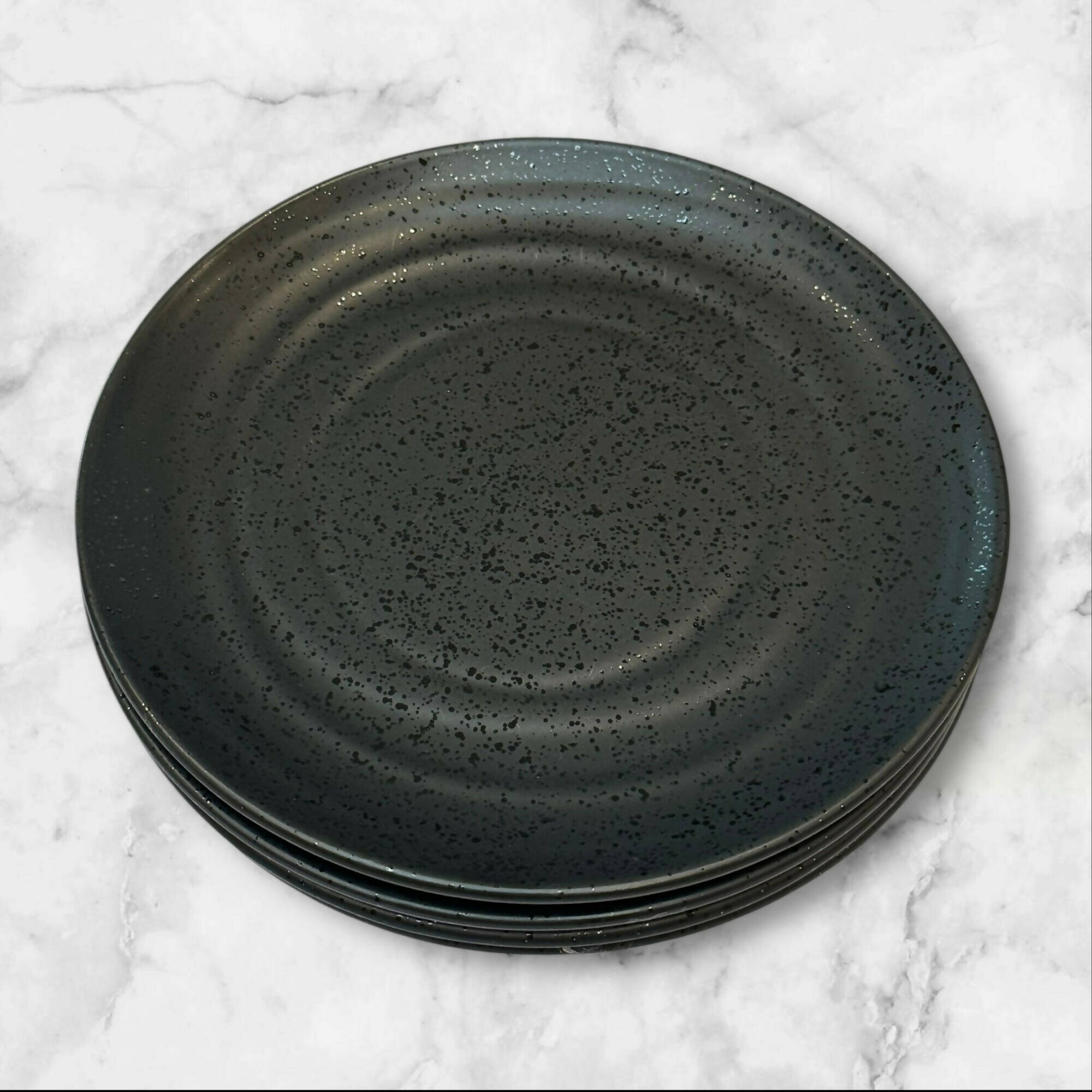 Oake Black Speckled Stoneware Salad Plates | Set of 4 | Great Condition