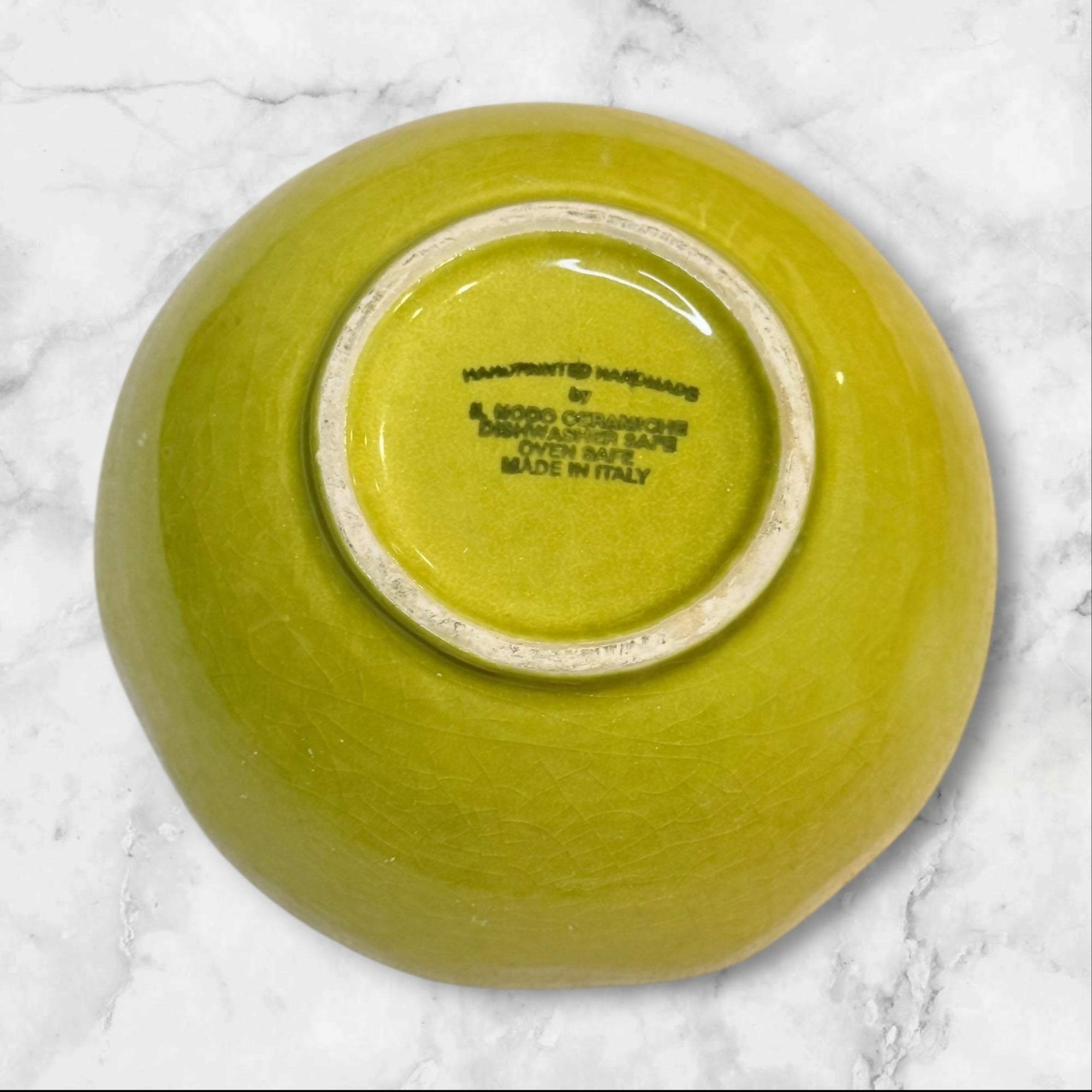 Il Hodo Ceramiche Rustic Lime Green Artisan Bowls Set of 4 Italy Gently Used