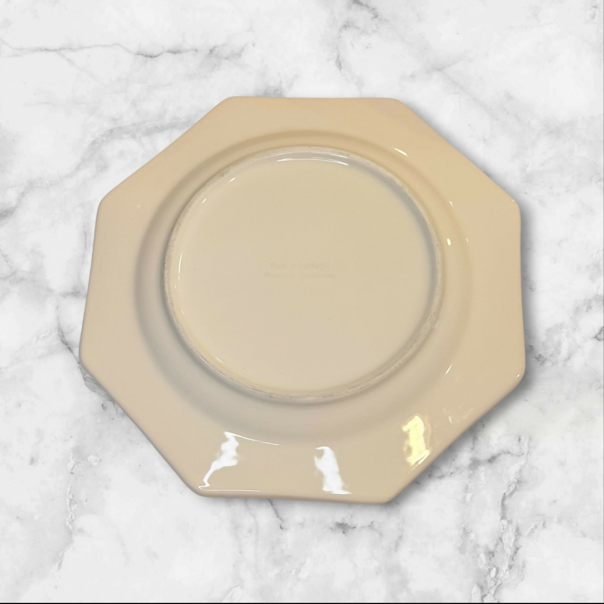 Made in Portugal Octagon Beaded Dinner Plates Ivory Cream | Set of 6 | Good Condition