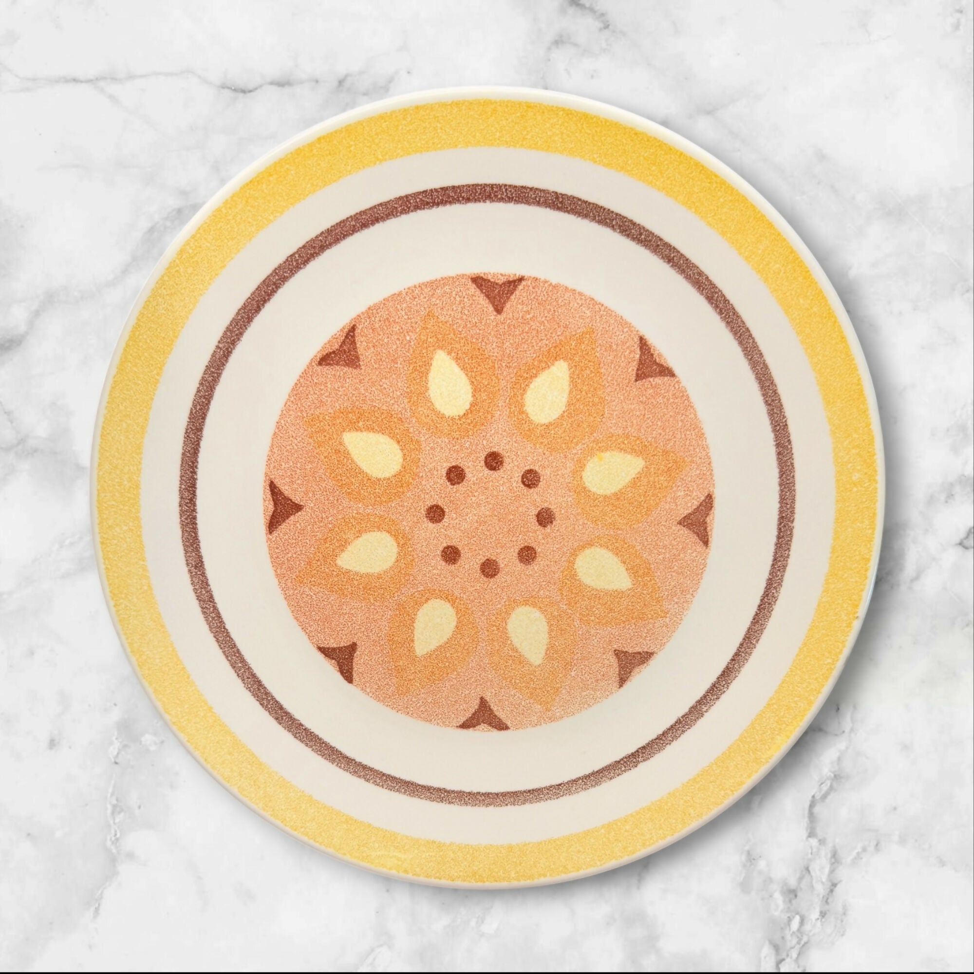 Taylor Smith & Taylor Yellow Star Ironstone Dinner Plates | Set of 4 | Rare