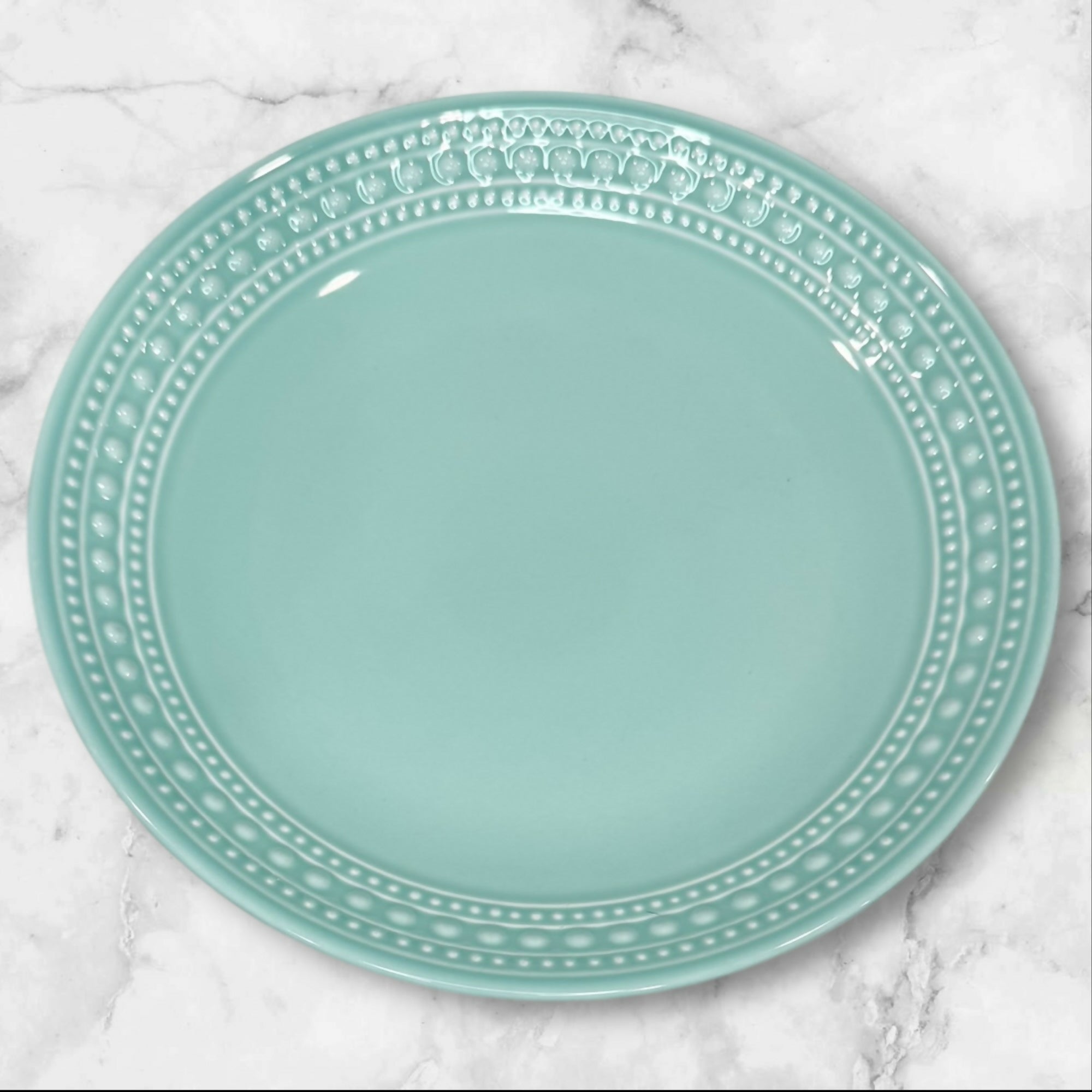 Matceramica Seafoam Beaded Salad Plates | Set of 5 | Excellent Condition