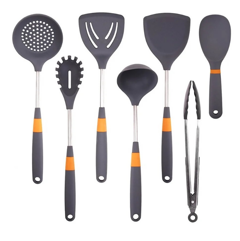 Anygleam Cooking Utensil 5 Set Heat Resistant Tools Spatula Kit with 1 Tong and 1 Rice Spatula Kitchen Accessories Kitchenware for Nonstick Cookware