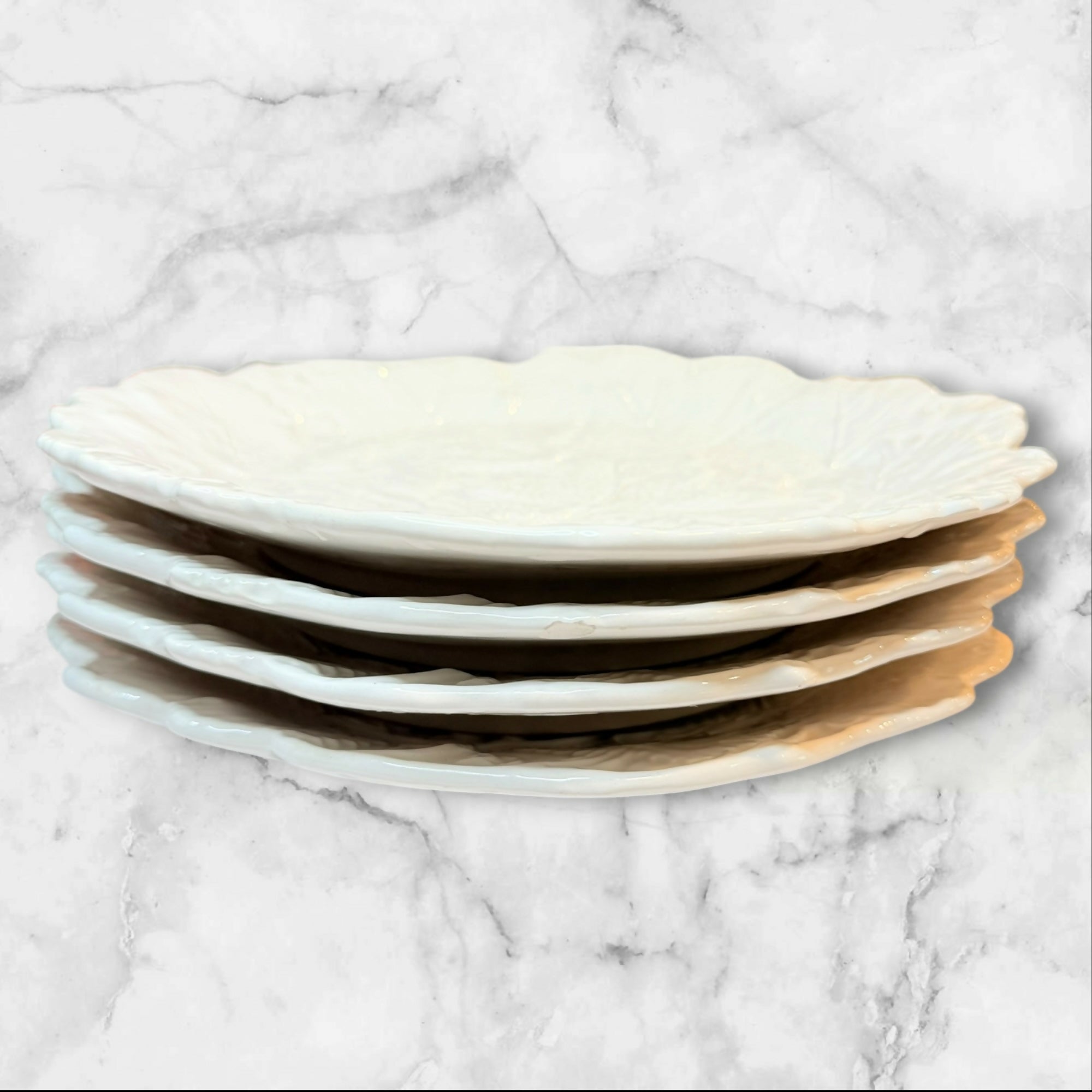 Italian Leaf Embossed Dinner Plates | Set of 4 | Made in Italy | Great Condition