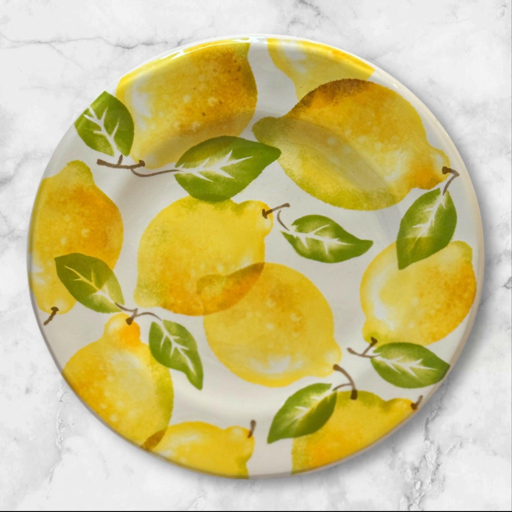 Pier 1 Lemon Salad Plates Set of 4 | 8.5” Citrus Fruit Dinnerware