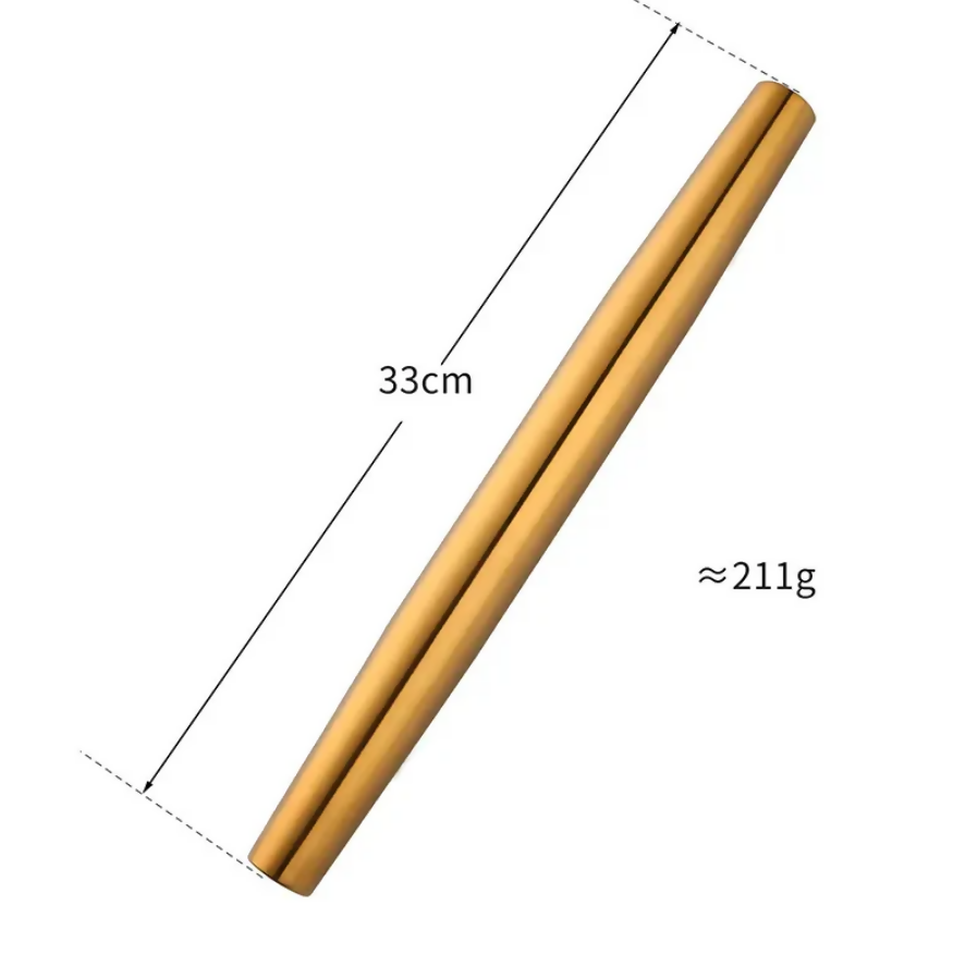 Anygleam Gold Stainless Steel Rolling Pin – 1 Pc Professional Buffet & Restaurant Kitchenware