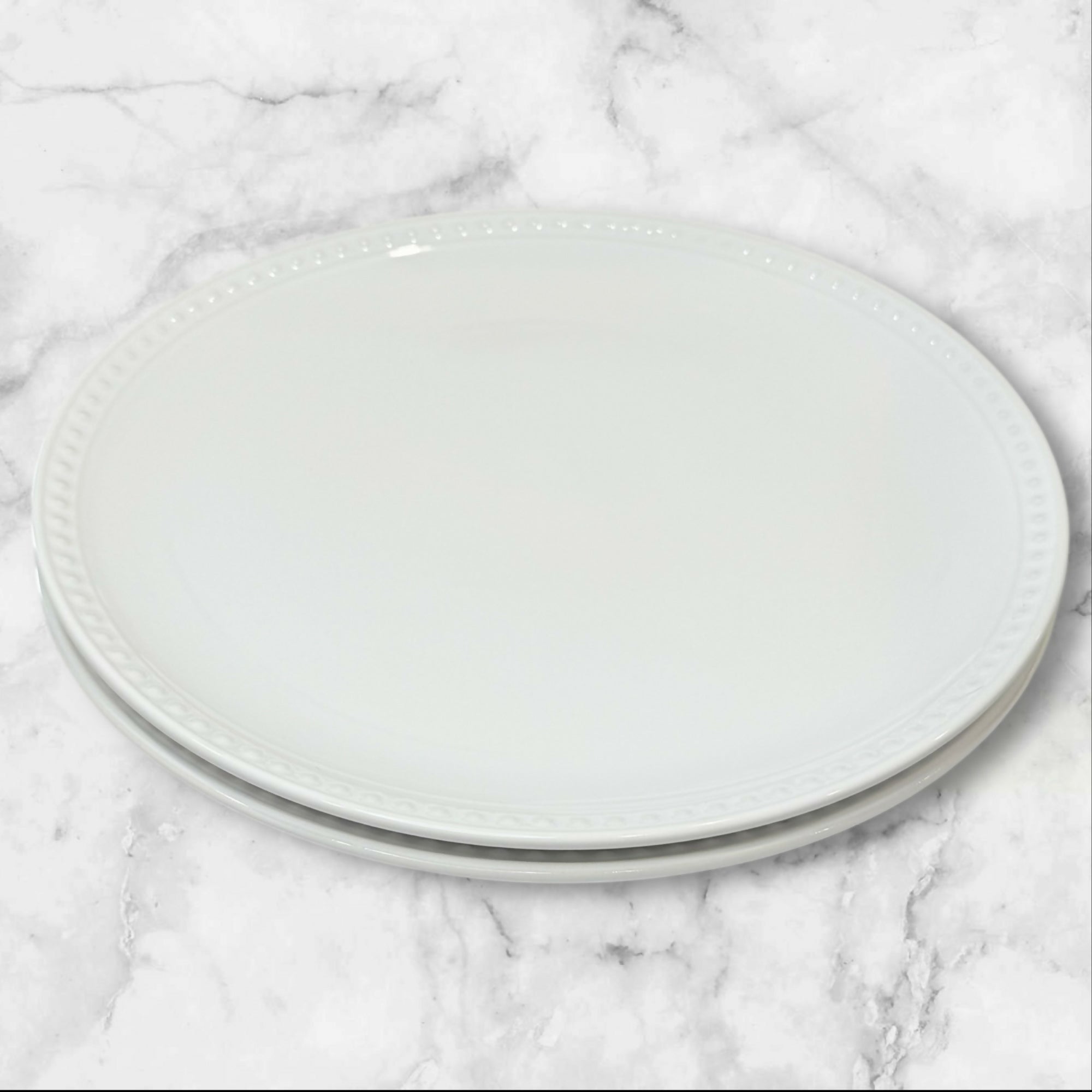 Primagera White Beaded Dinner Plates | Set of 2 | Excellent Condition