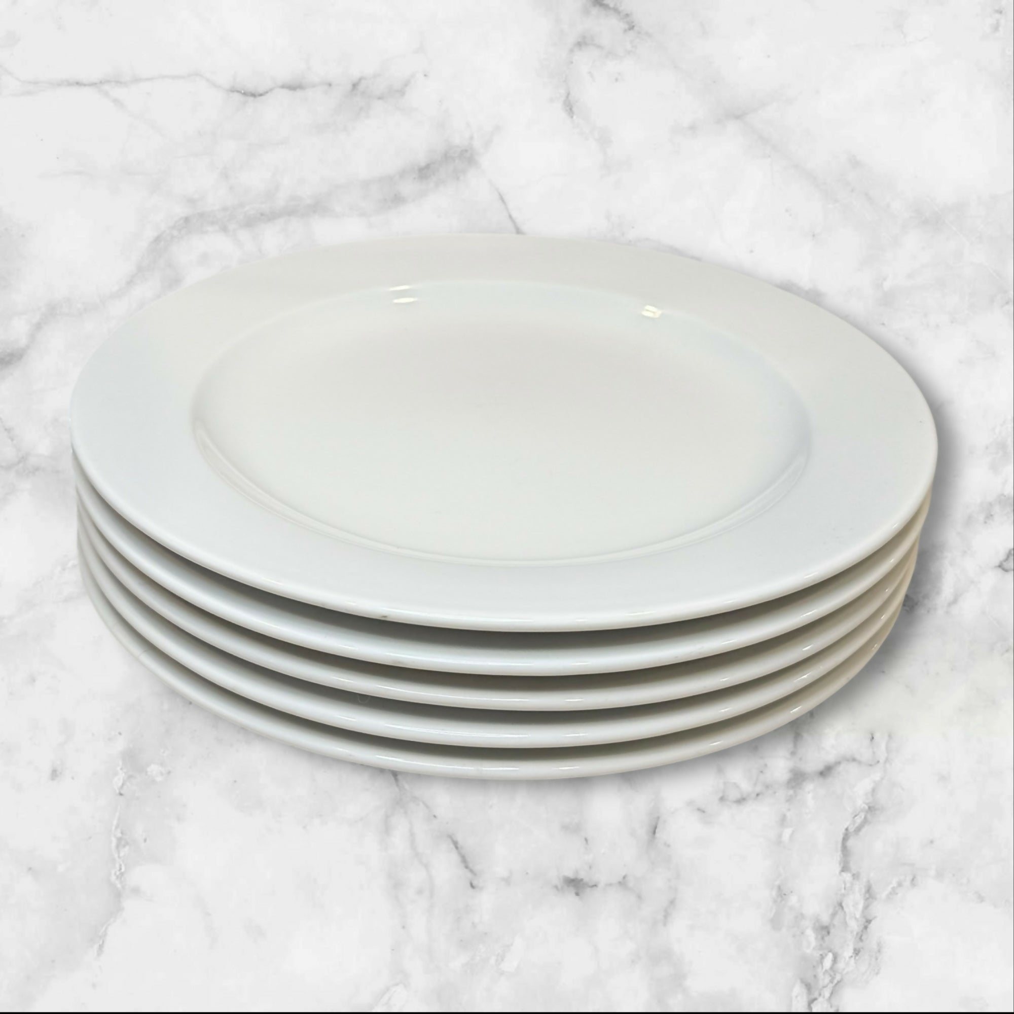 Crate & Barrel Diner White Dinner Plates | Set of 5 | Excellent Condition