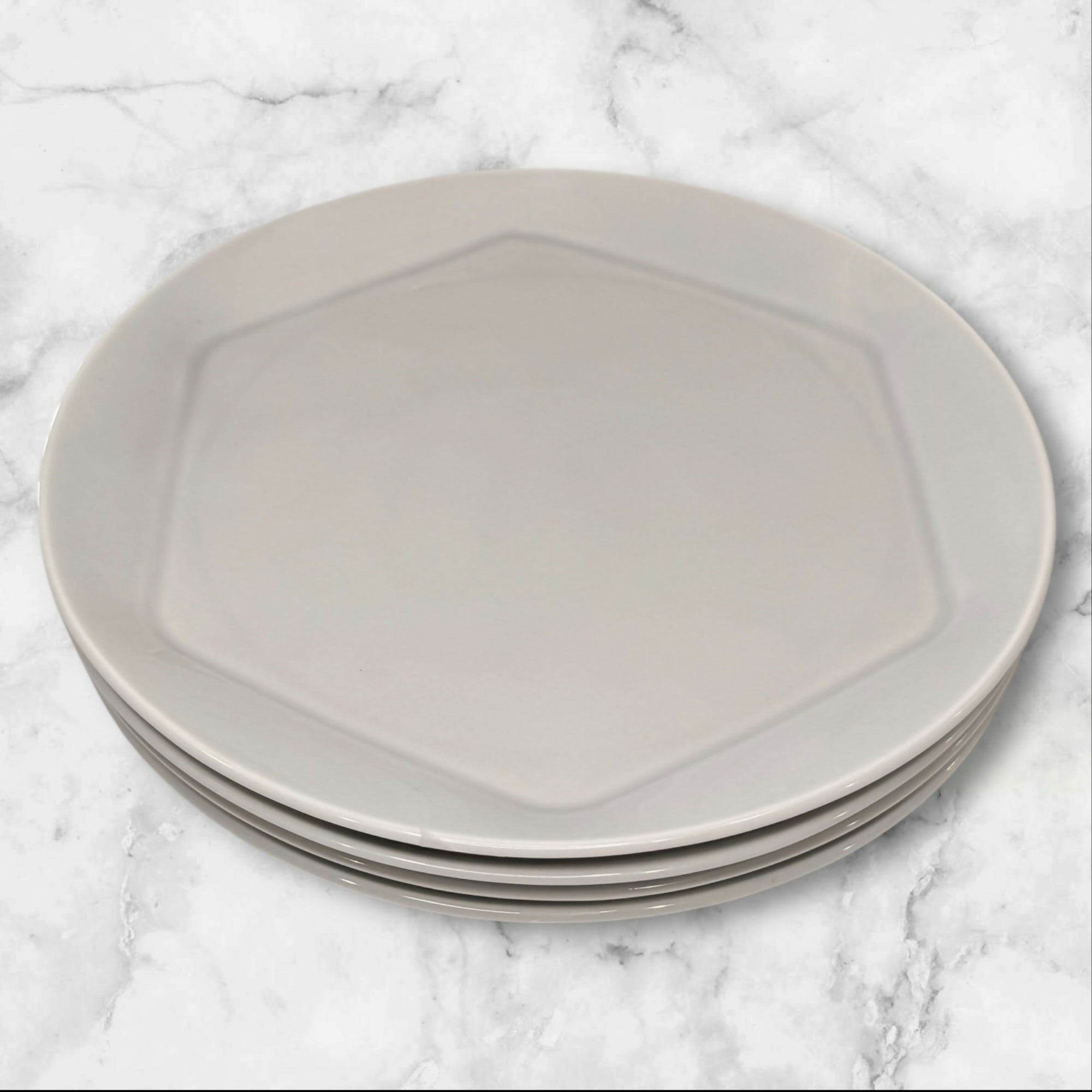 IKEA Formidabel Gray Hexagon Dinner Plates | Set of 4 | Excellent